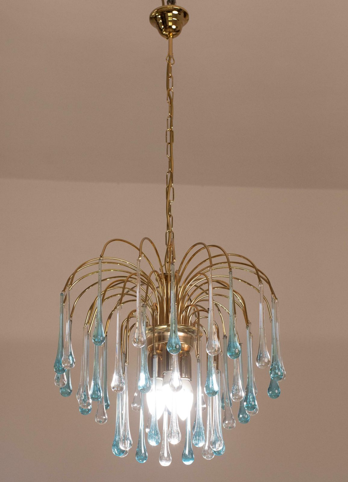 2612.0 Set Of 2 Lady Victoria Chandelier With Blu And Transparent Pendants Murano Glass photo