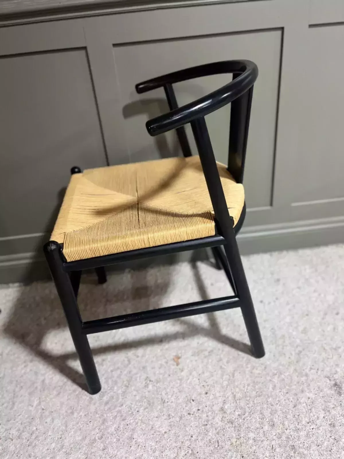 Danish Style Chair /Desk Chair Black W Paper Rope Seats Kristi Am Pm Chairs photo for sale