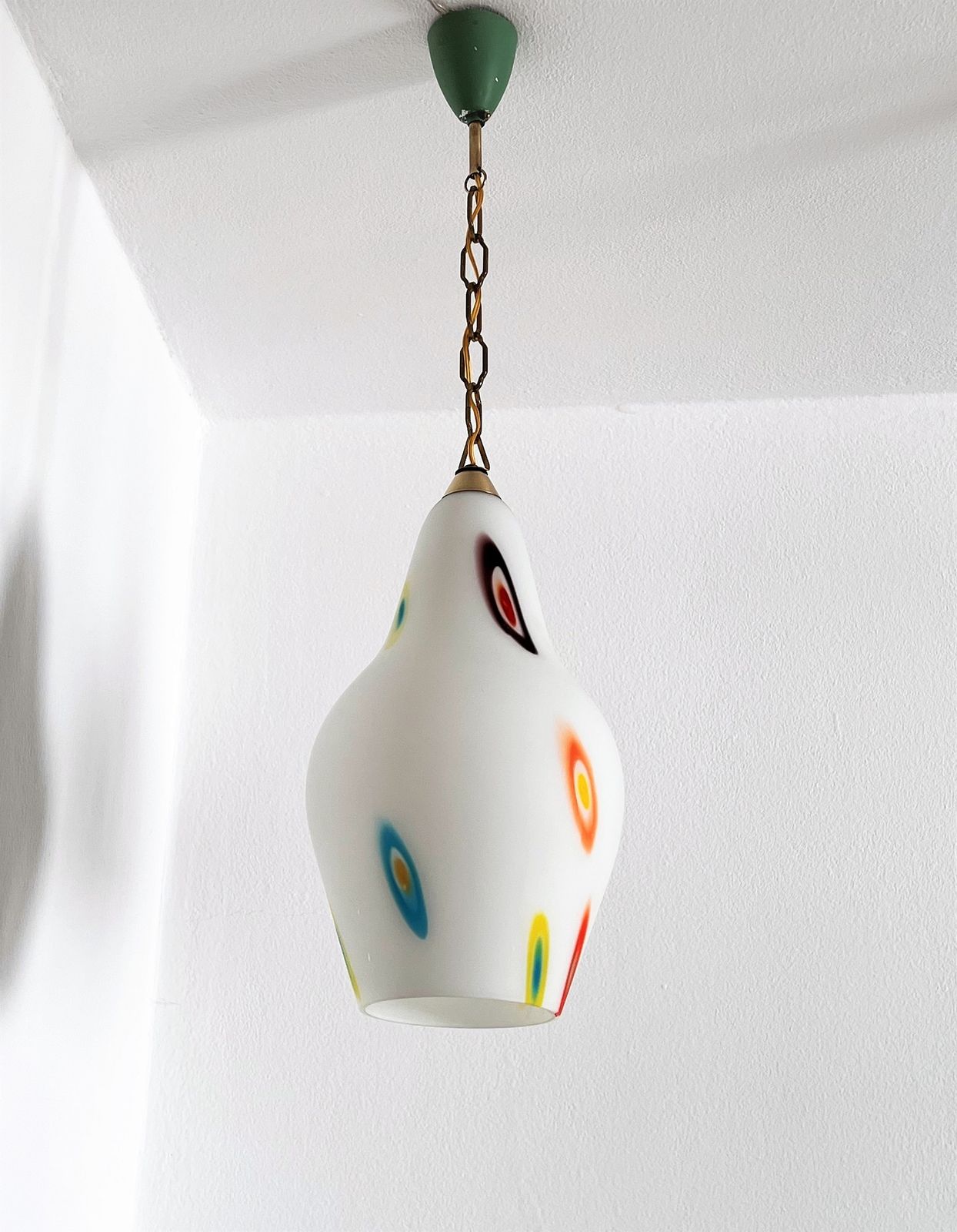 Italian Midcentury Murano Glass Pendant Lights With Colorful Murrine, 1970s, Set Of 2 photo buy