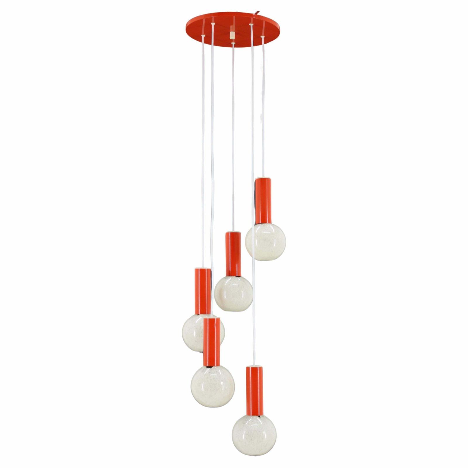 1970s Cascade Chandelier With Plastic Shades By Pokrok Zilina, Czechoslovakia