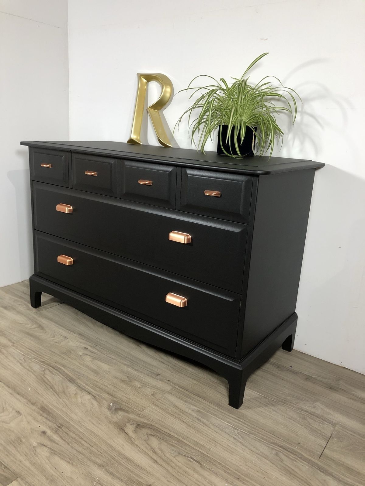 Stag Minstrel Chest Of 4 Over 2 Drawers Painted Black photo Furniture