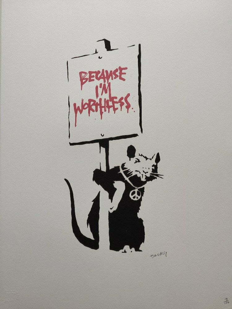 Banksy – Because I’m Worthless Signed, With Certificate Of Authenticity photo furniture