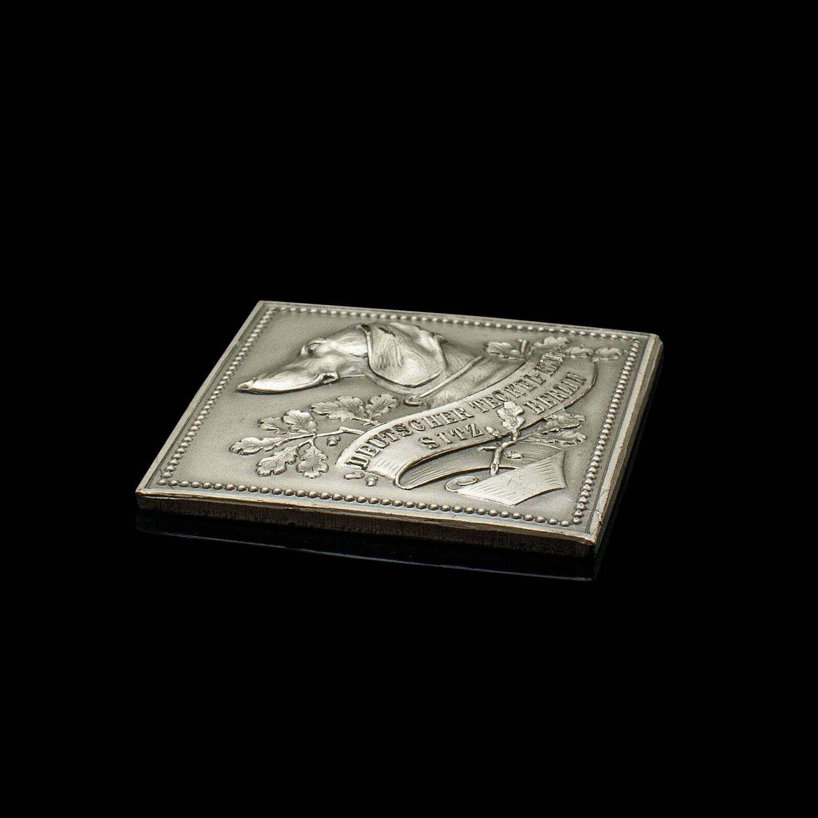 Small Antique Dog Kennel Club Medal, German, Cast Metal, Dachshund, Edwardian photo 295.0