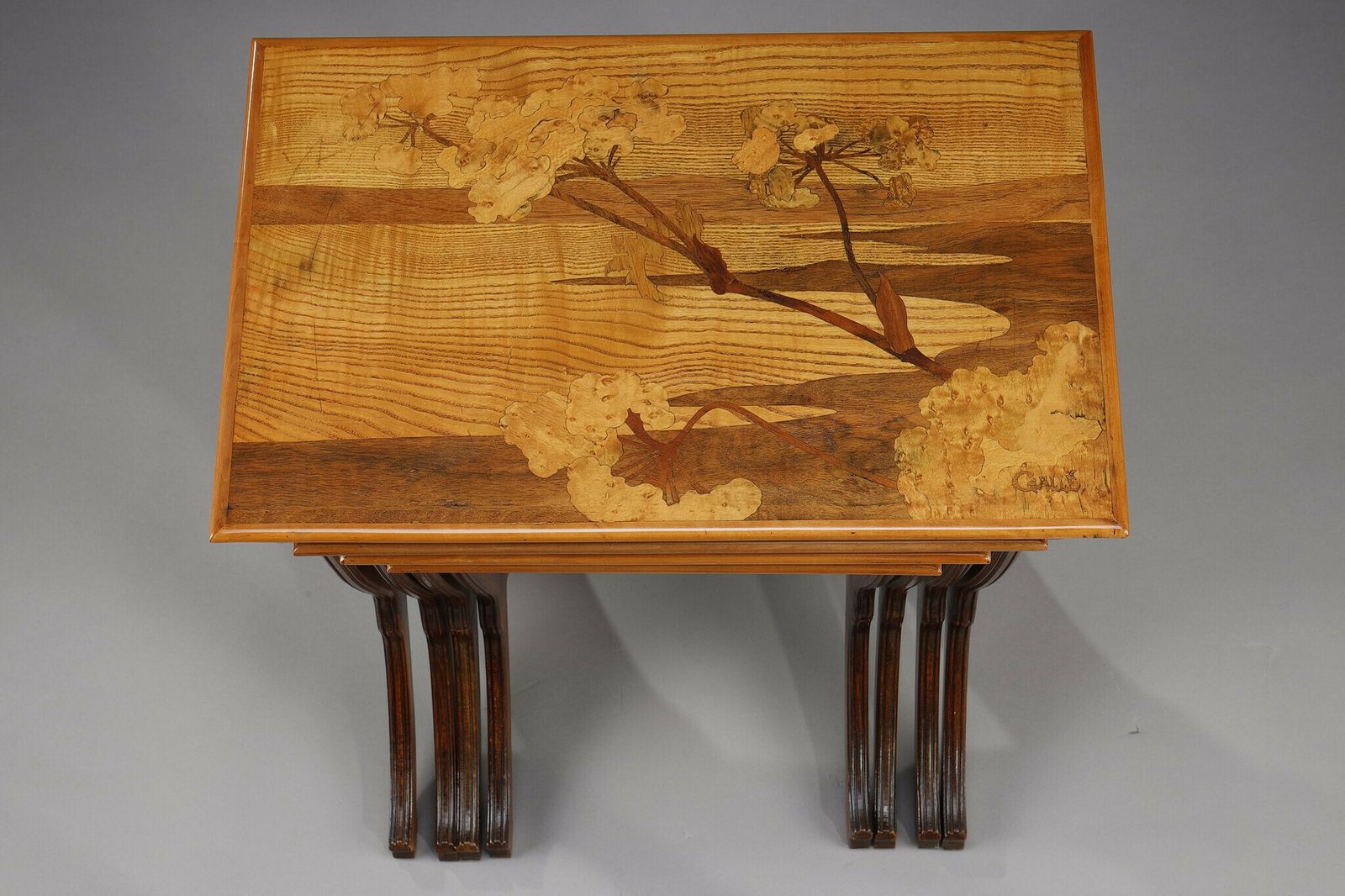 photo buy Set Of 4 Tables Gigognes Signed Gallé
