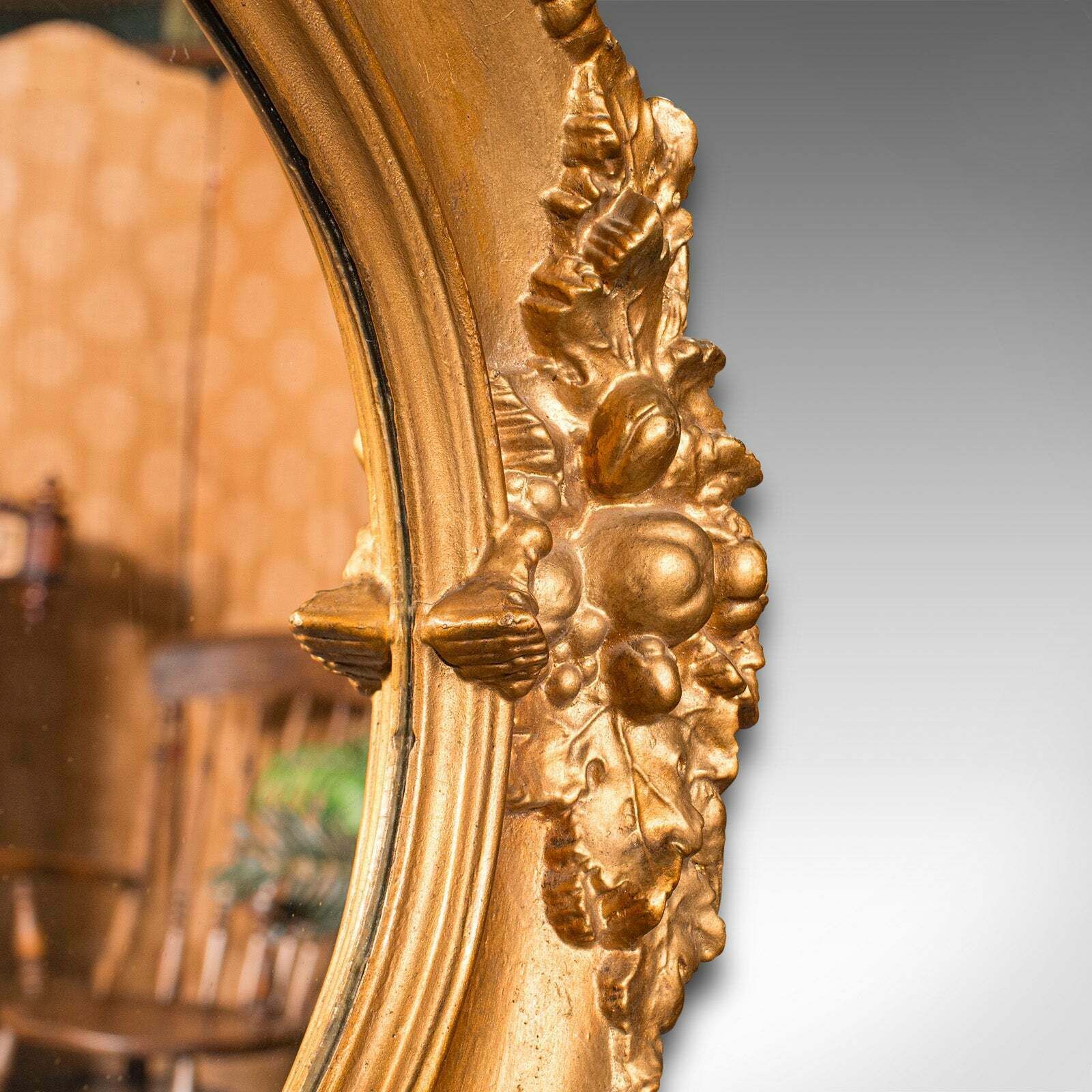 Large Oval Antique Overmantle Mirror, English Gilt Gesso, Lounge, Georgian, 1800 photo 1695.0