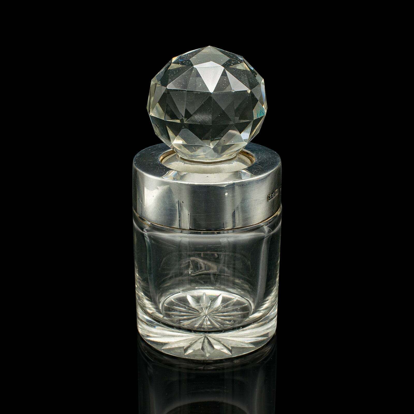 Small Antique Scent Bottle, English, Glass, Silver, Perfume, Hallmark, Victorian photo vinterior