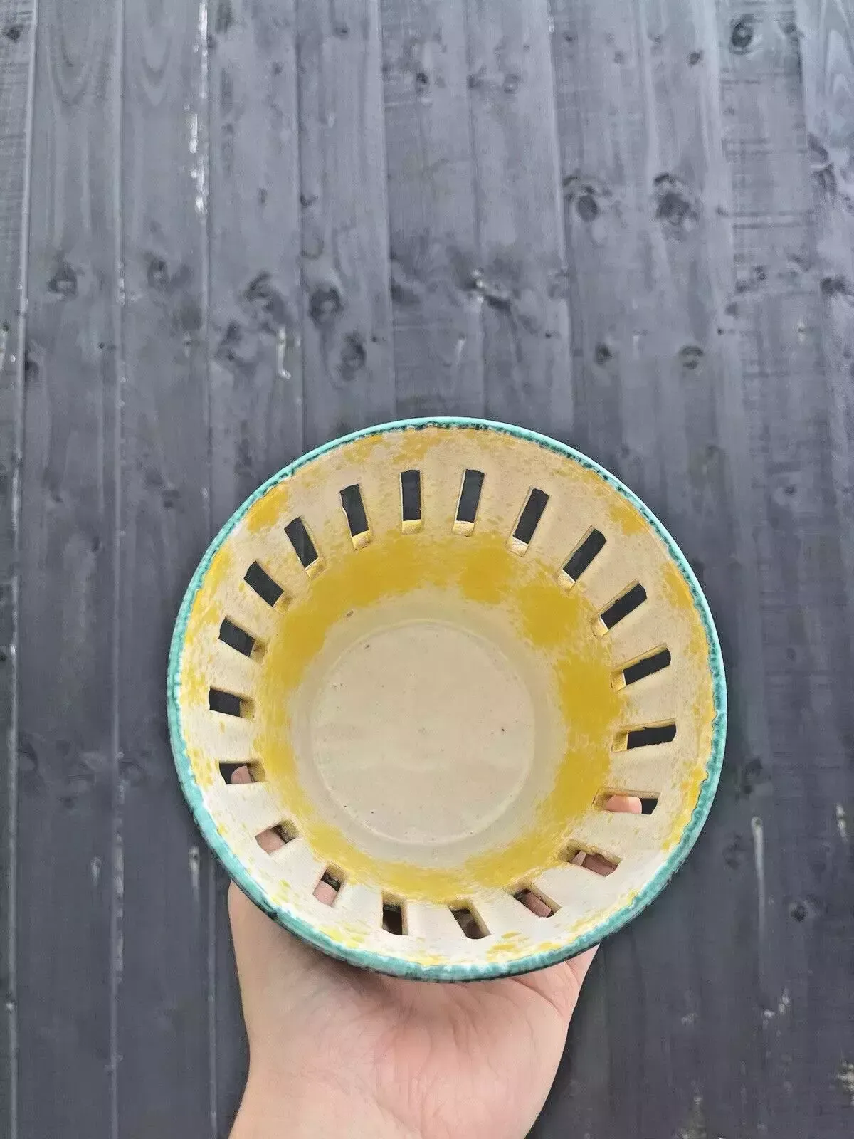 80.0 Unusual Pierced Mid Century 60's Italian Pottery Dripglaze Plant Pot Space Age photo