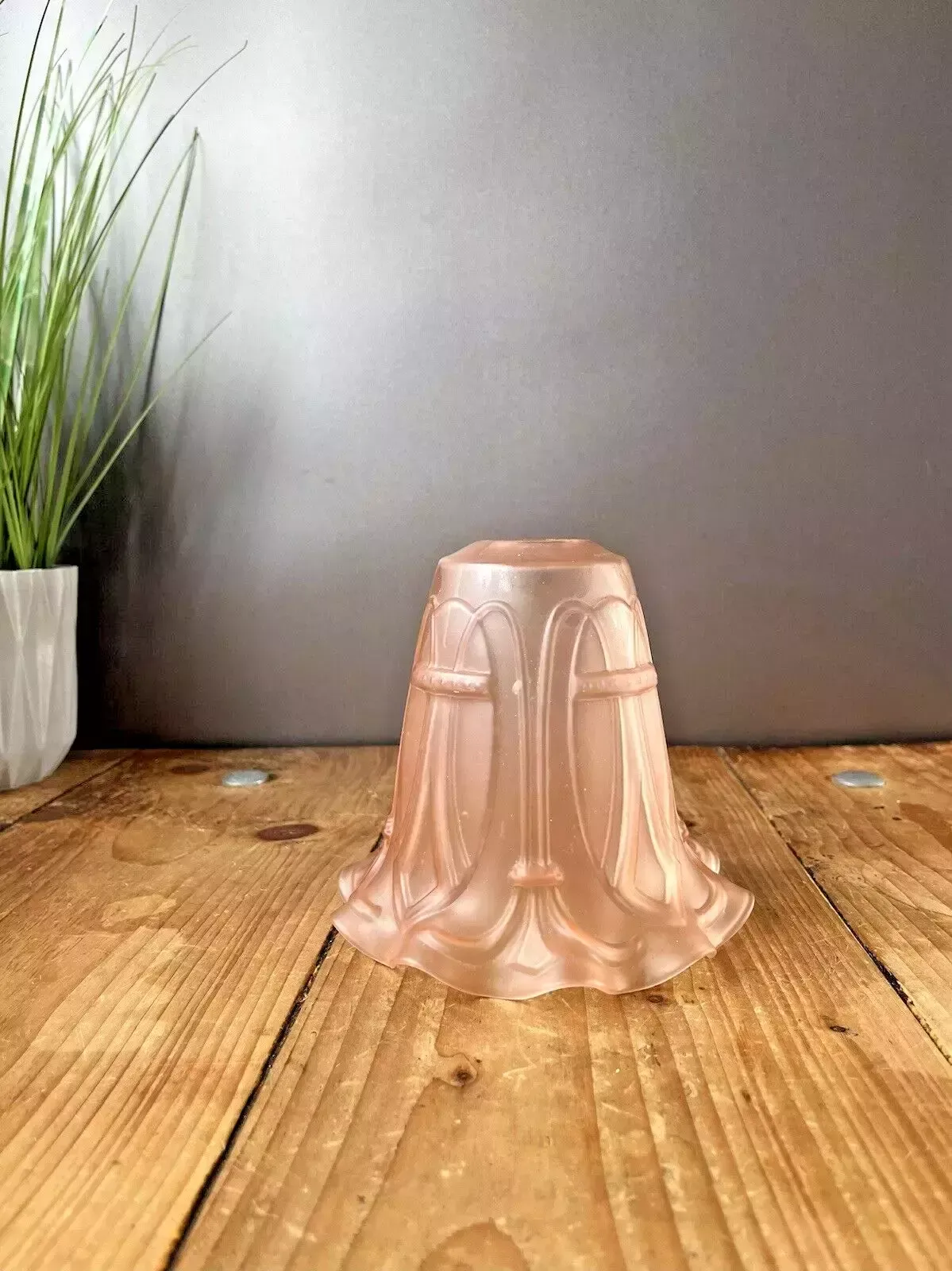 Antique C1900 Satin Pink Art Nouveau Frosted Glass Light Ceiling Lamp Shade photo Lighting