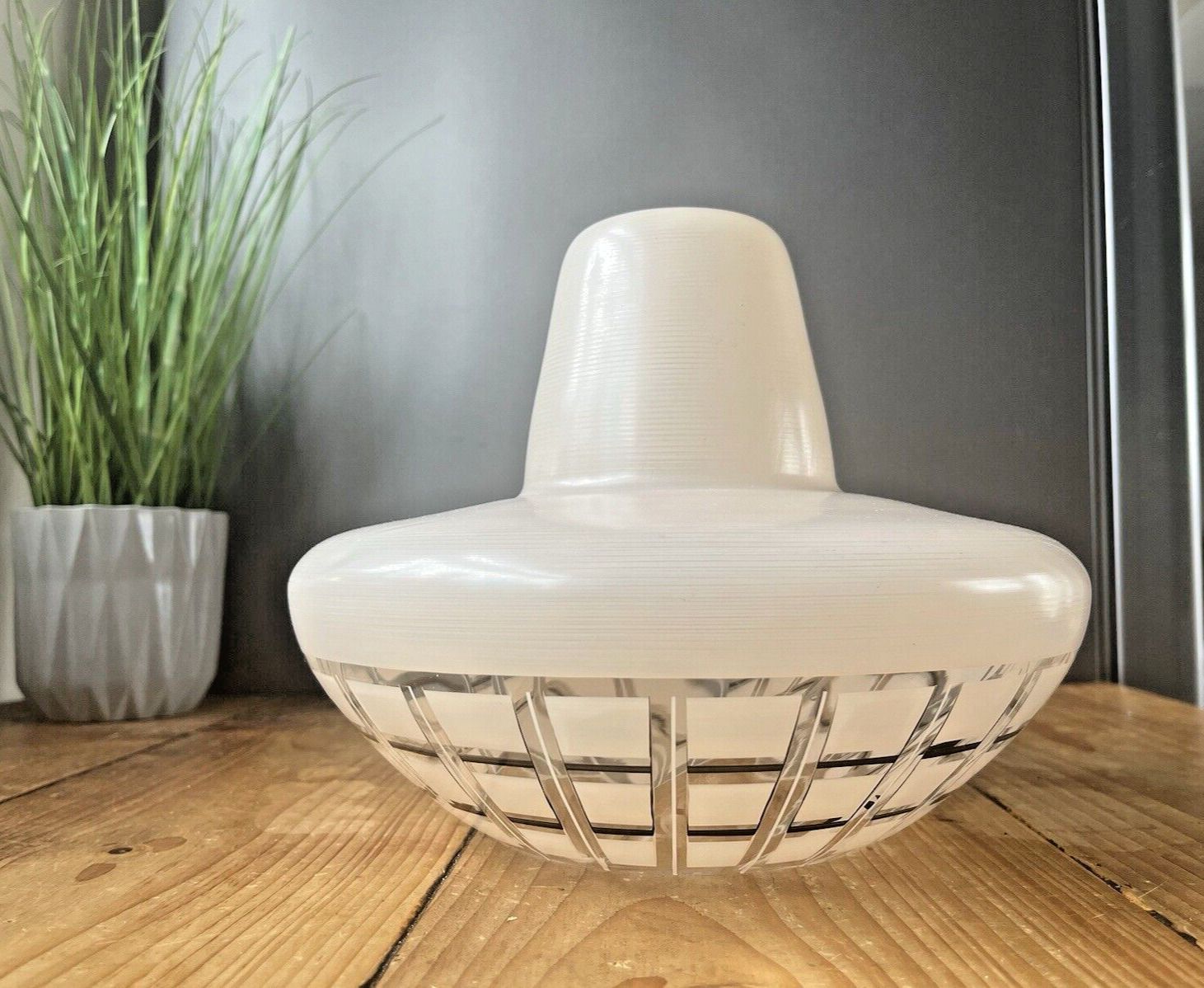 Vintage 1950's Mid Century Glass Ufo Space Age 60's Ceiling Light Lamp Shade 70s photo for sale