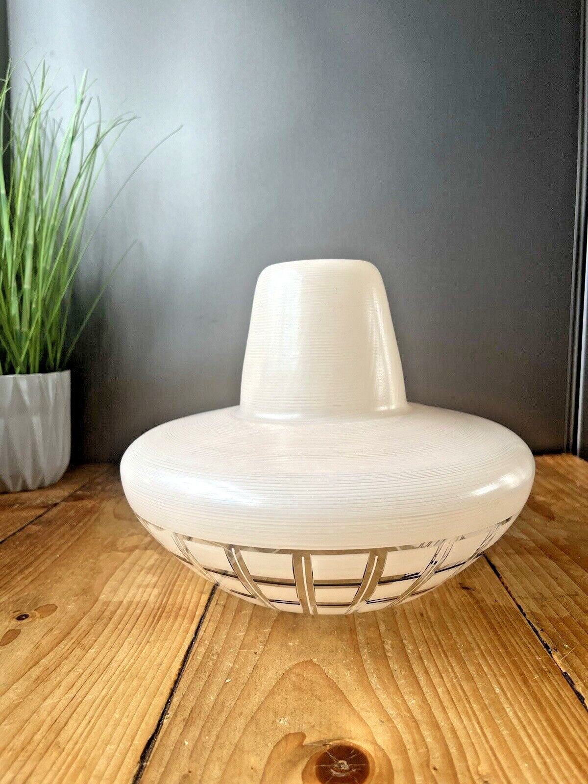 Vintage 1950's Mid Century Glass Ufo Space Age 60's Ceiling Light Lamp Shade 70s photo buy