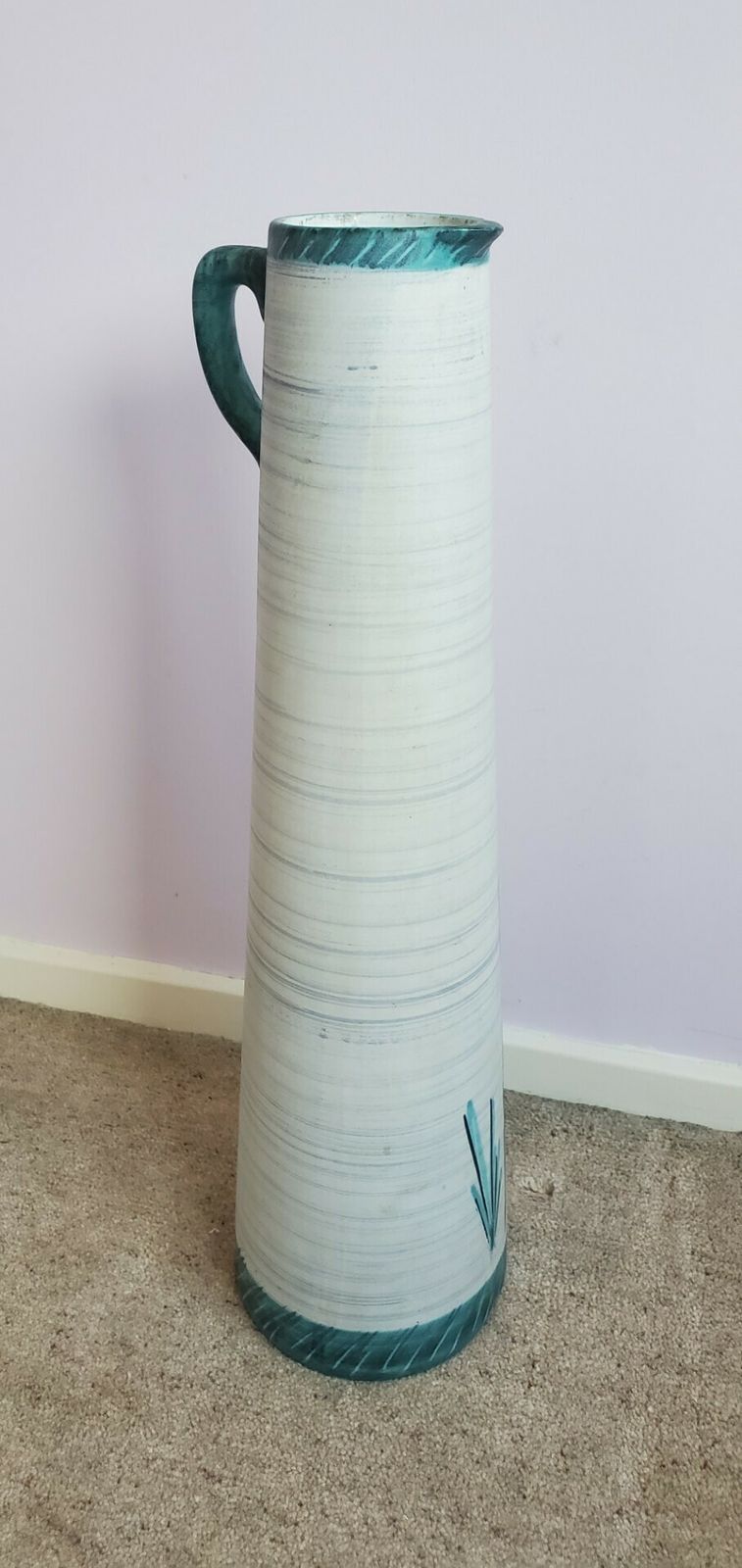 1960s Mid  Century Jug Vase By Mark Valcera Switzerland , Tall, Green Horse Design photo 95.0