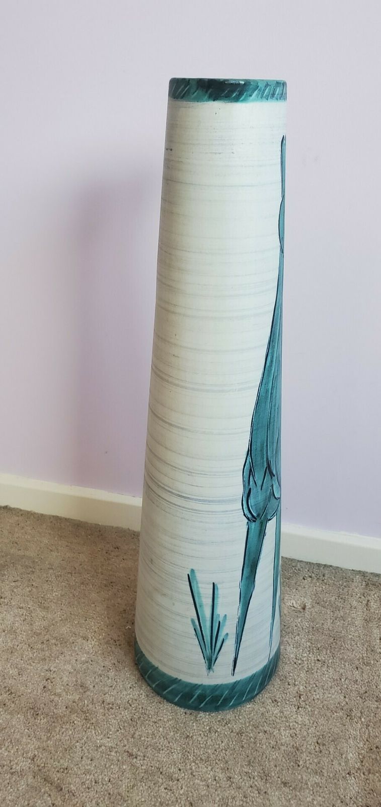 1960s Mid  Century Jug Vase By Mark Valcera Switzerland , Tall, Green Horse Design photo vinterior