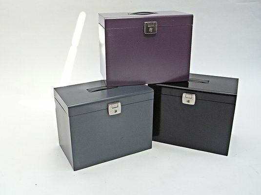 Document Boxes In Coloured Metal Sheet, Set Of 3