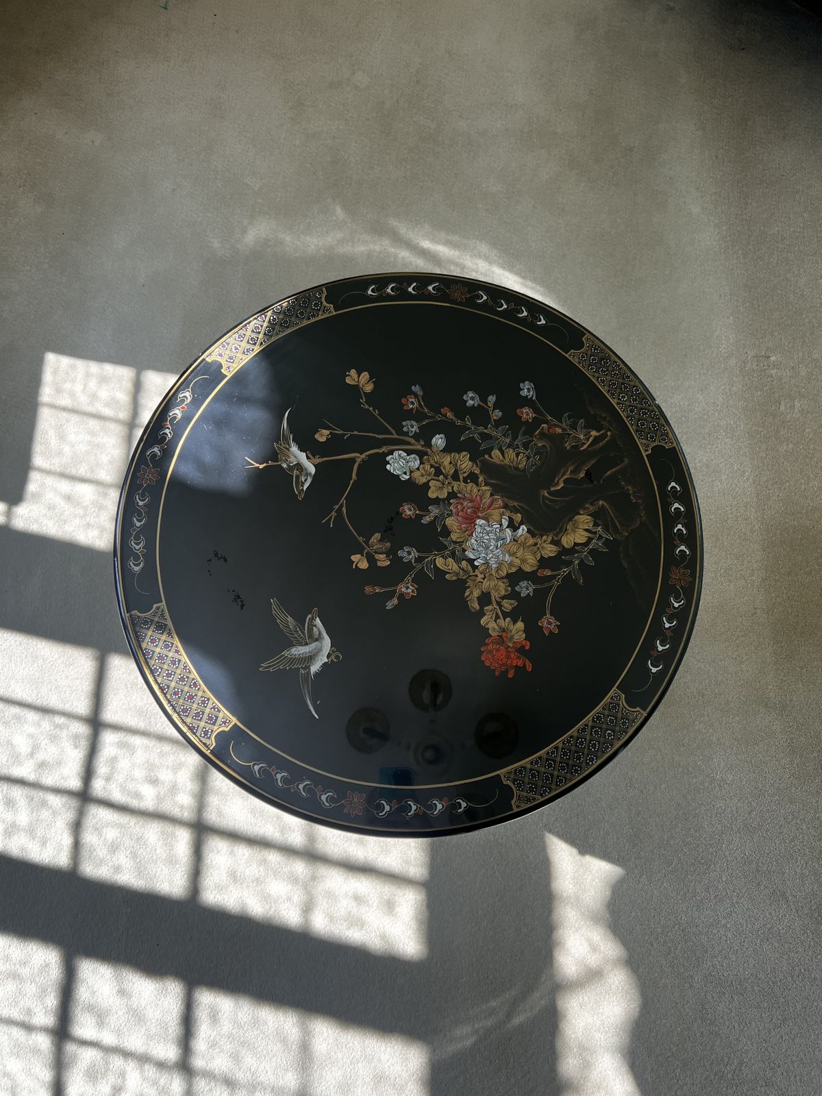 Wooden Asian Design Round Coffee Table With Glass Top photo furniture
