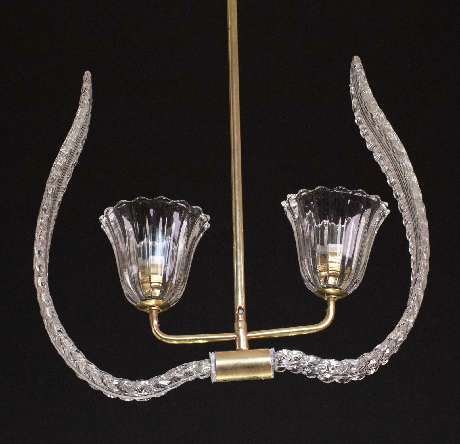 "Angel", 2 Light Chandelier Or Pendant Lamp By Barovier & Toso, 1940s photo Lighting