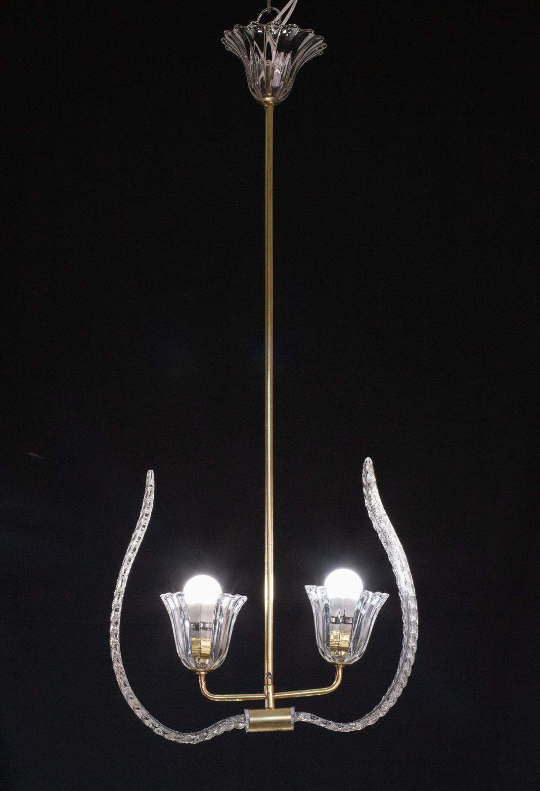 "Angel", 2 Light Chandelier Or Pendant Lamp By Barovier & Toso, 1940s photo vintage