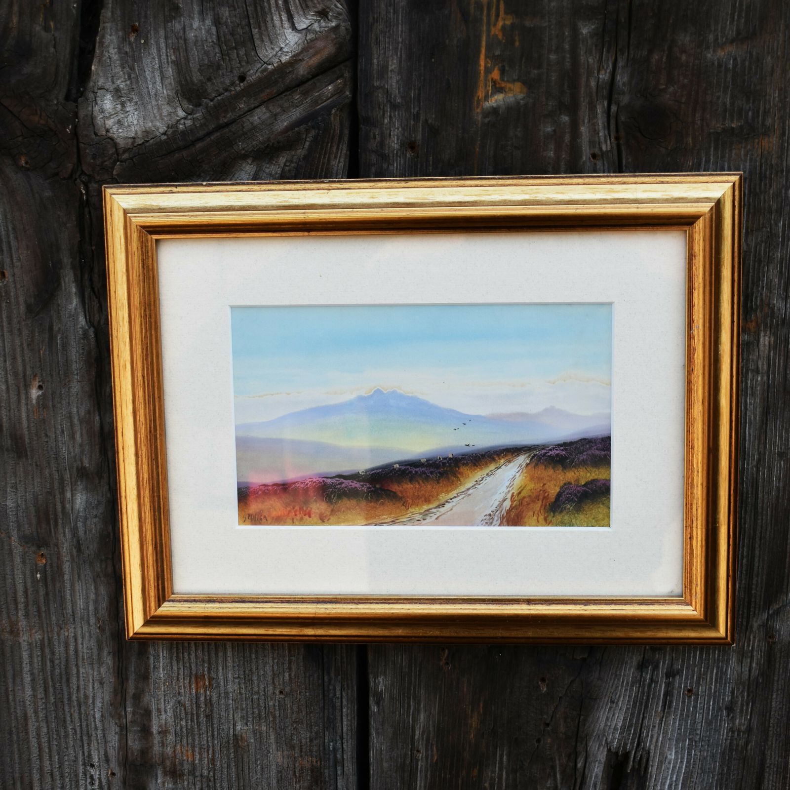 Antique S. Miller Moorland Moody Landscape Dartmoor Devon Watercolour Painting