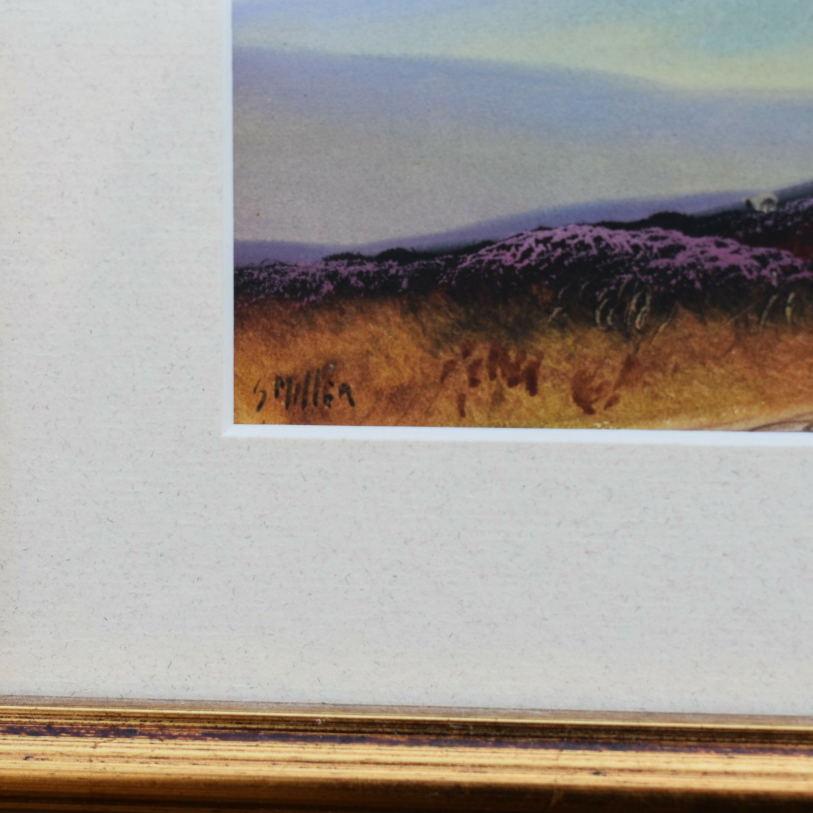 Antique S. Miller Moorland Moody Landscape Dartmoor Devon Watercolour Painting photo for sale