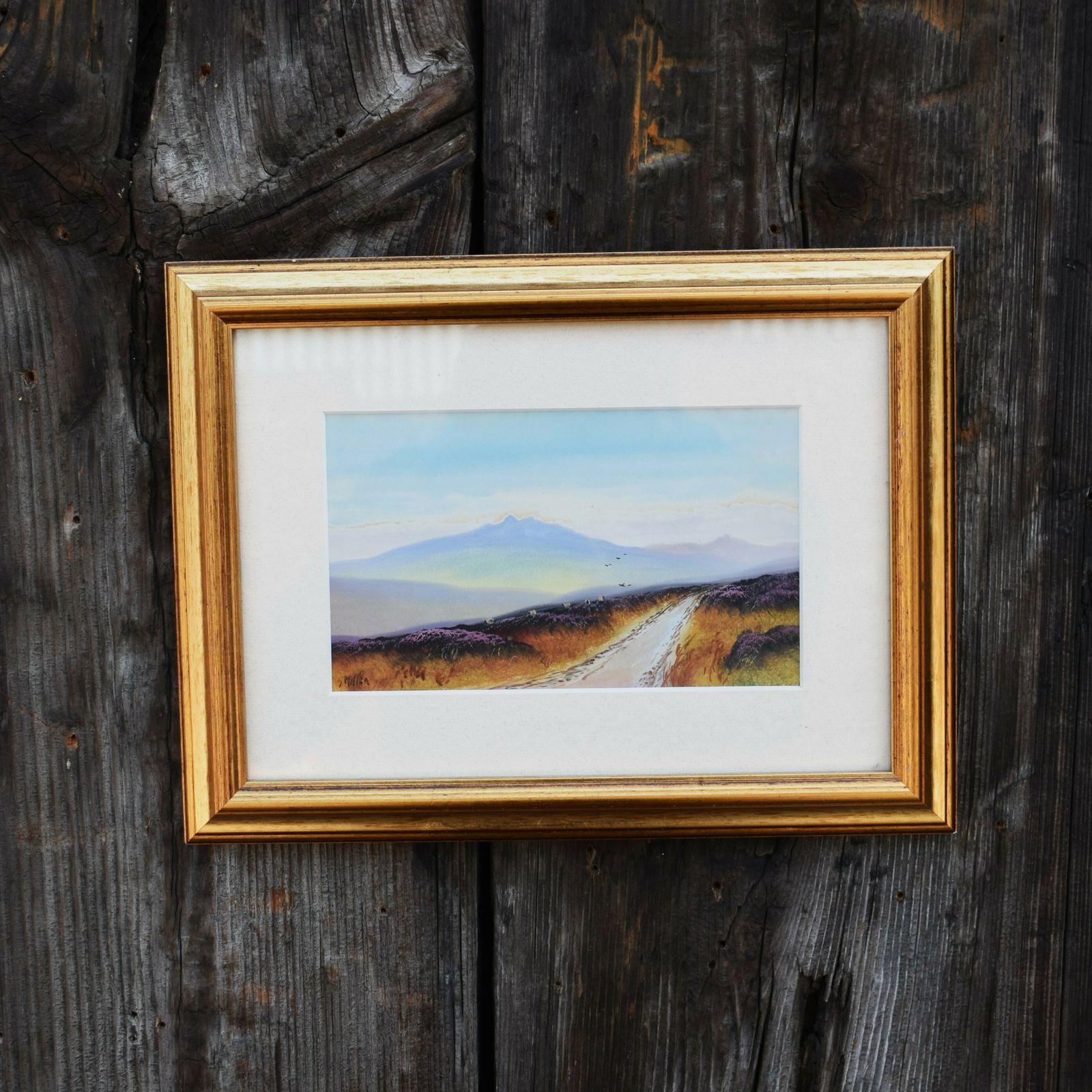 Antique S. Miller Moorland Moody Landscape Dartmoor Devon Watercolour Painting photo Art