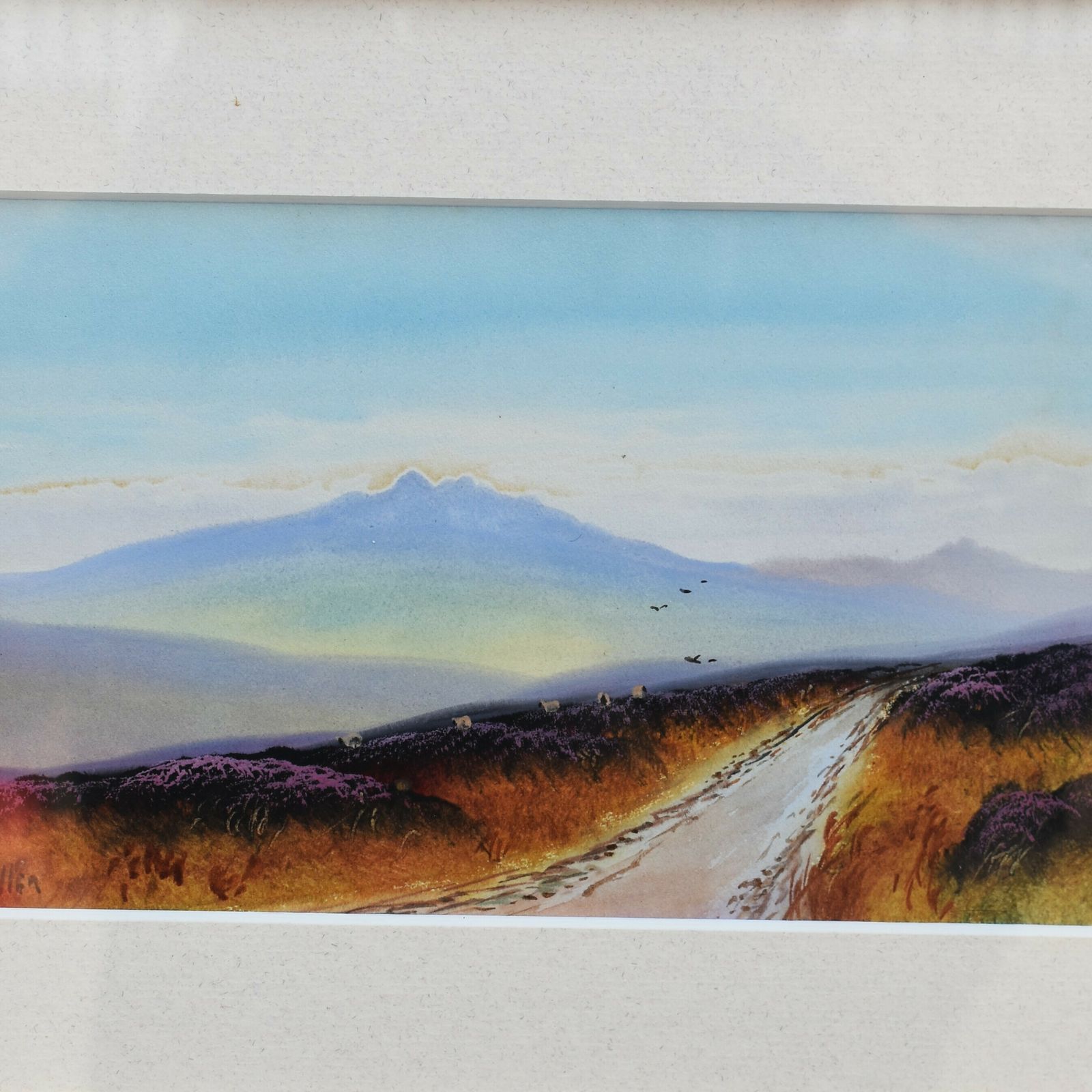 Antique S. Miller Moorland Moody Landscape Dartmoor Devon Watercolour Painting photo 95.0