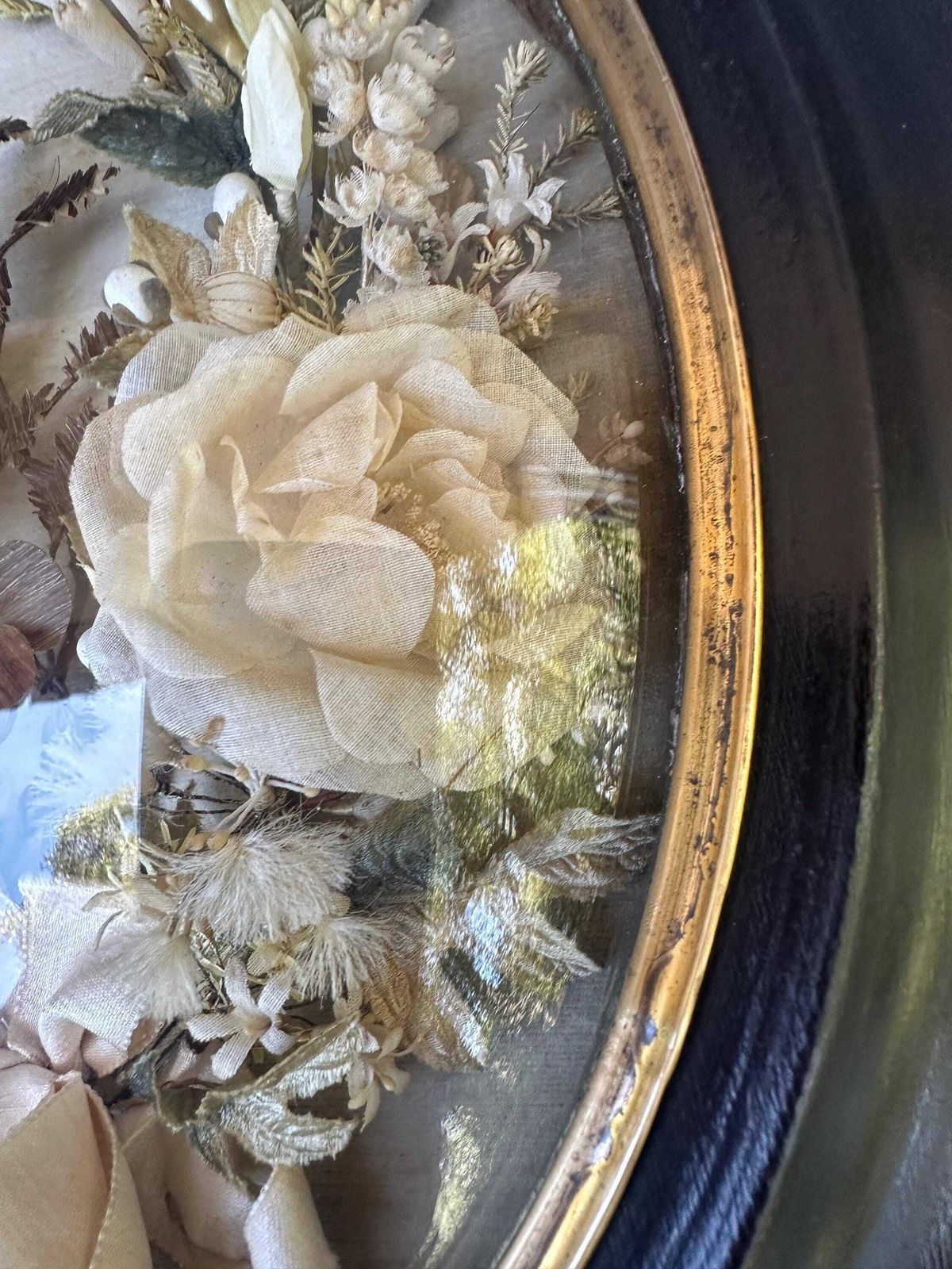 photo furniture French Antique Napoleon 3 Wedding Frame, 1880, Flowers, Wedding Gift, Religious