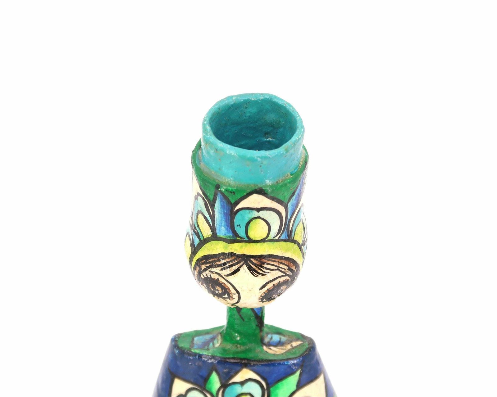 Mexican Folk Art Paper Mache Bird Candle Holder Signed Abelardo Ruiz, 1970s / Mexico, Blue, Candleholder, Anthropomorphic photo Home Decor