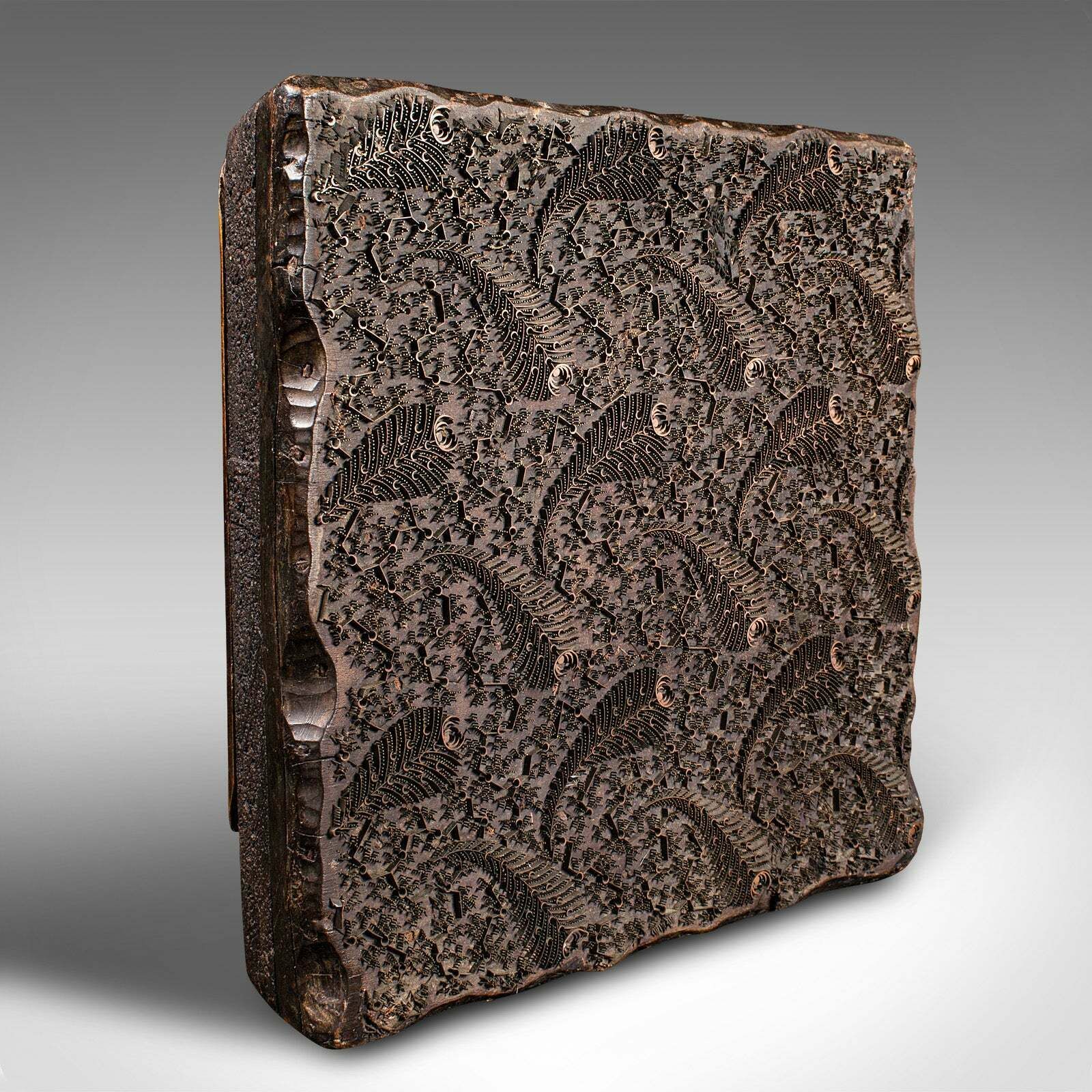 Antique Textile Printing Block, English, Printer's Stamp, Art Nouveau, Victorian photo 485.0