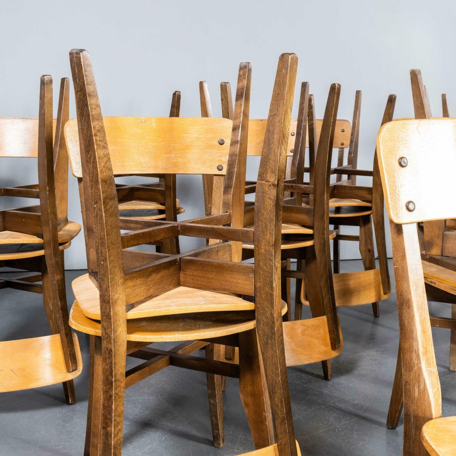 1950’s Original French Two Tone Chapel Dining Chairs – Large Quantity Available photo Furniture