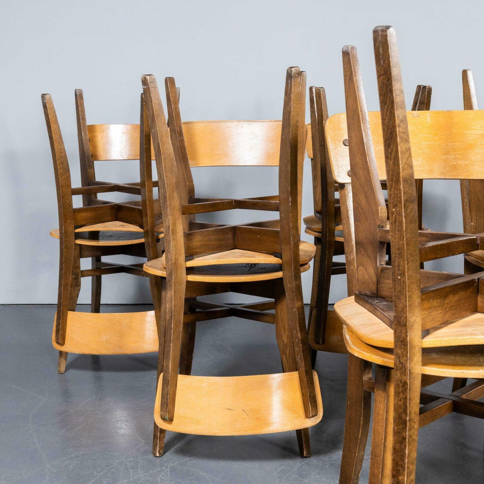 1950’s Original French Two Tone Chapel Dining Chairs – Large Quantity Available photo vintage