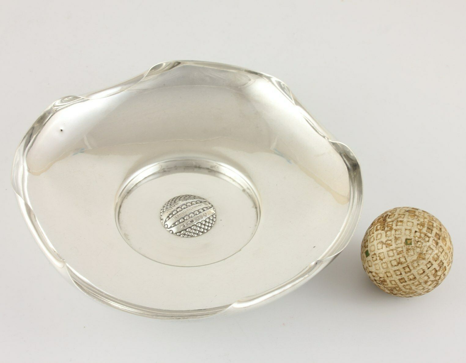 Silver Bramble Golf Ball Dish. M&Qp Bournemouth Golf Club Trophy 1920. photo 370.0