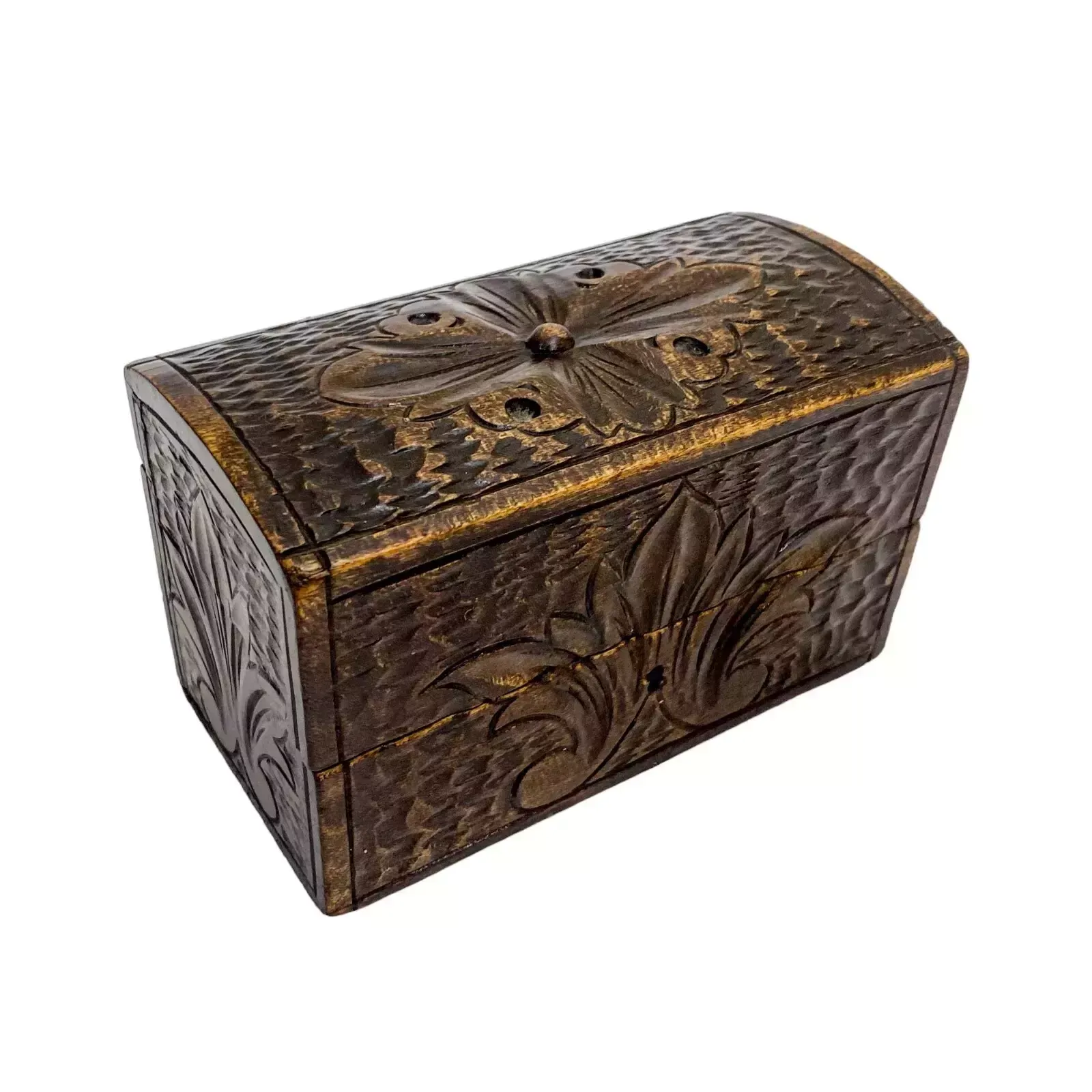 Antique 1890's German Gothic Revival Black Forest Domed Casket Jewellery Box