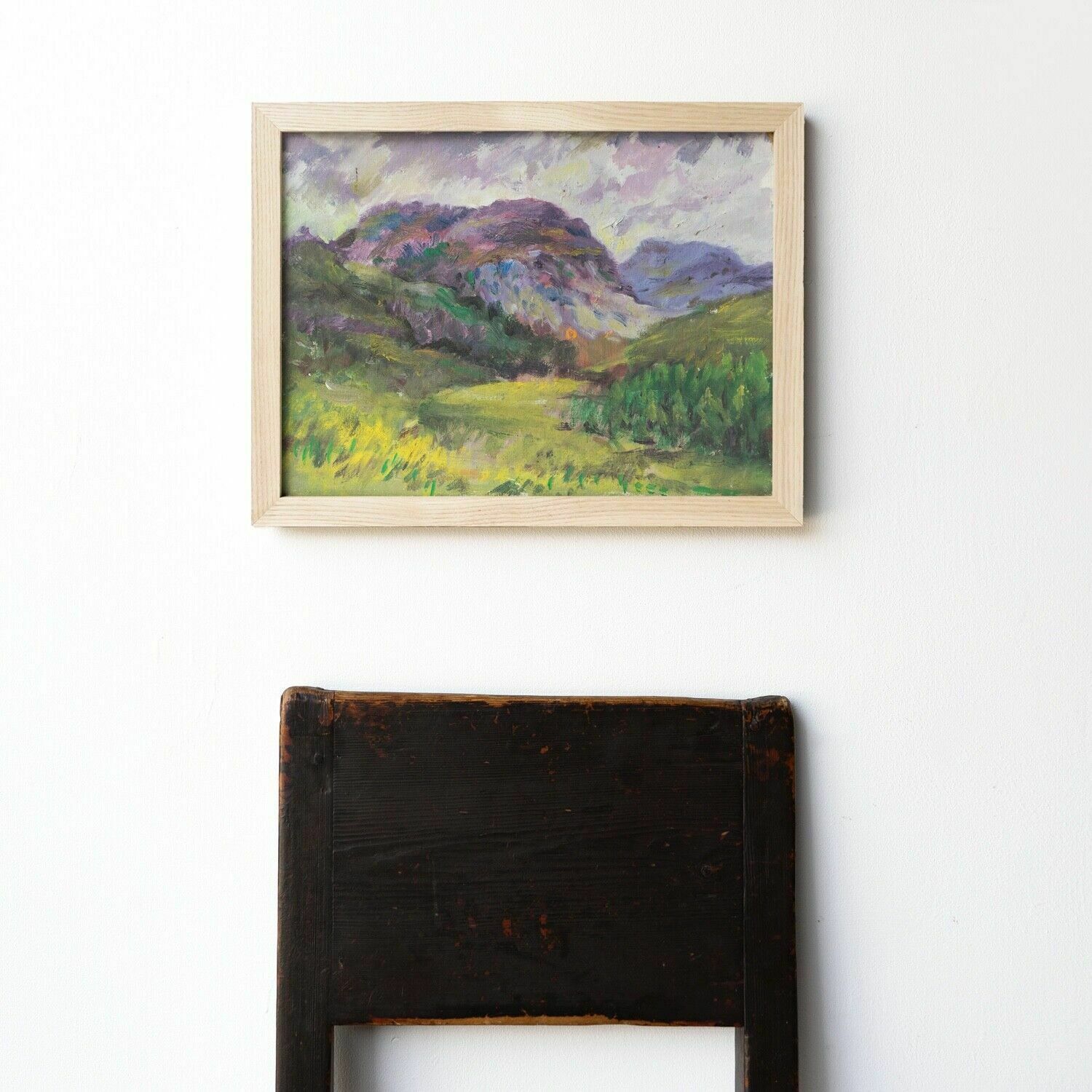 Small Vintage Expressionist Rural Landscape, Original Oil Painting, Mid Century photo 120.0