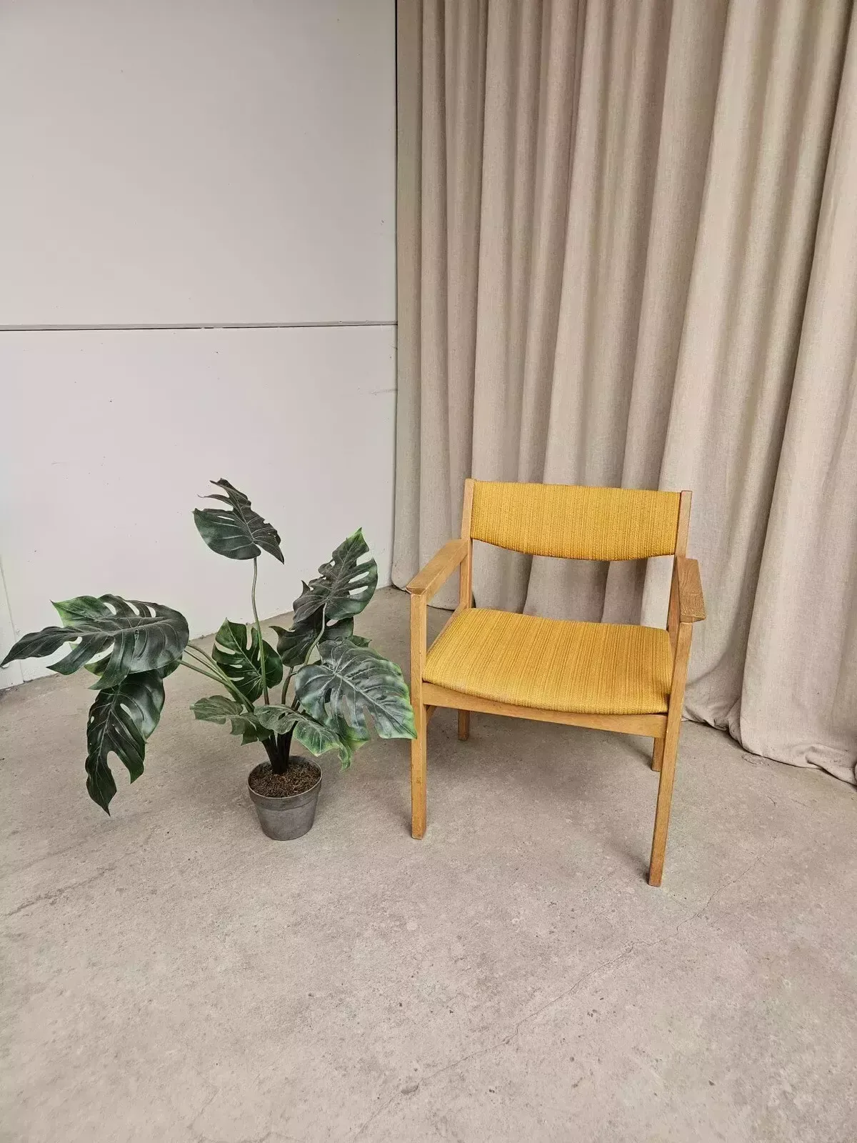 Vtg Mid Century Danish Oak Chair Side Armchair By Erik Wørts For Fdb Møbler R541 photo for sale