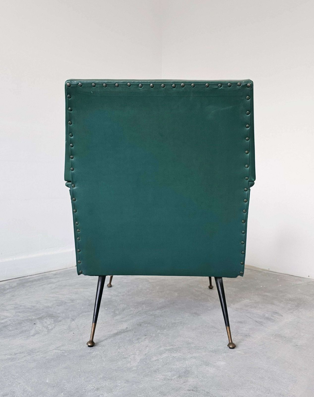 Pair Of Mid Century Modern Armchairs In Style Of Marco Zanuso, Upholstered In Vinyl // Made In Italy In 1950s photo vintage