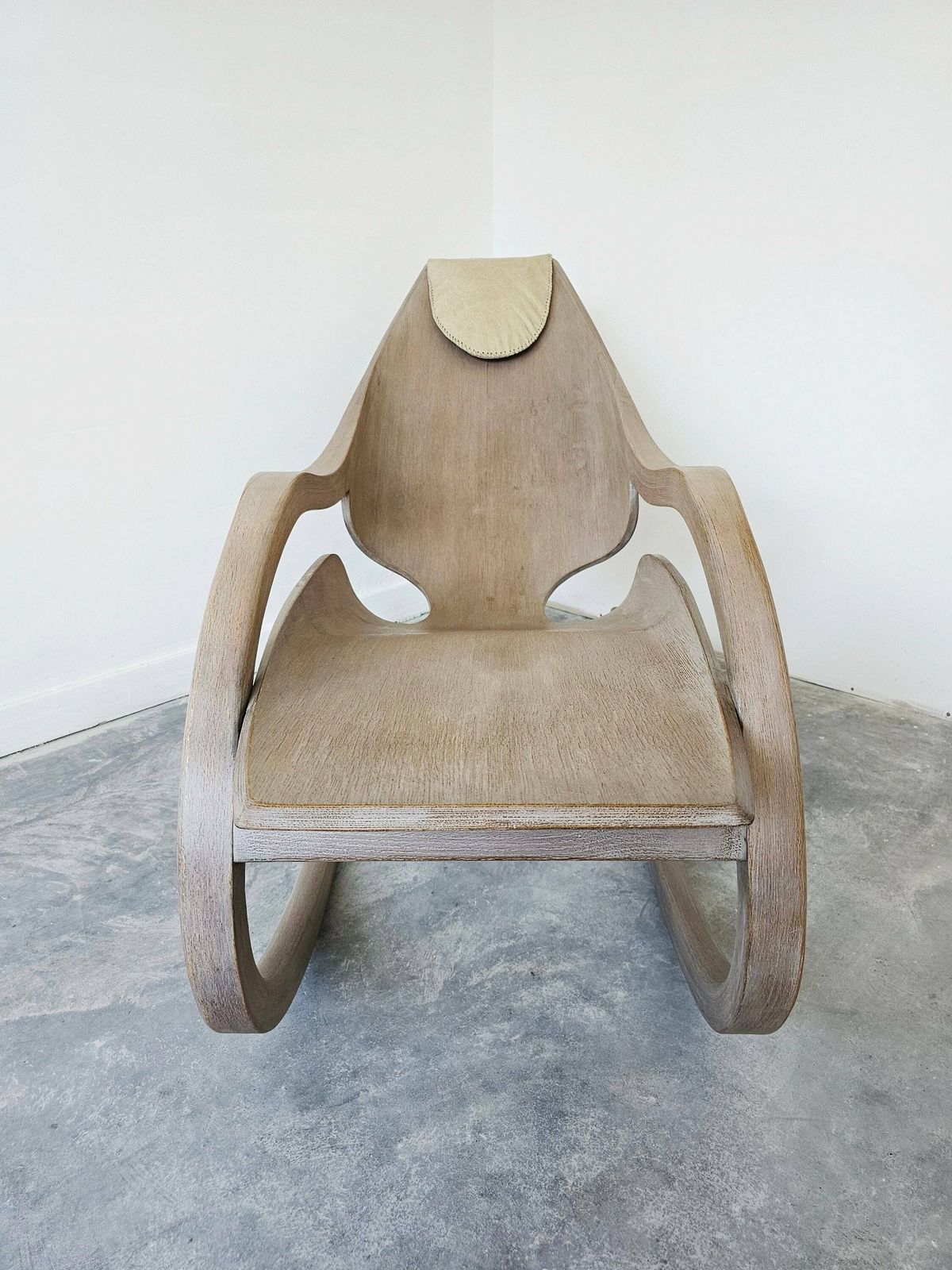 Breathtaking Contemporary Sculptural Rocking Chair Done In Molded Ash Plywood In Style Of Wendell Castle, Handmade And One Of A Kind photo vinterior
