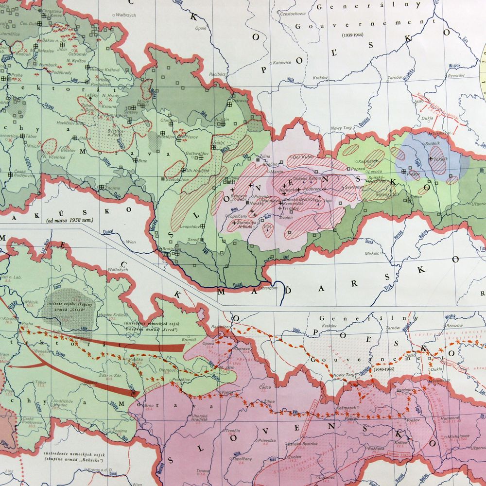 Vintage School Map Of Czechoslovakia, 1960s photo Art