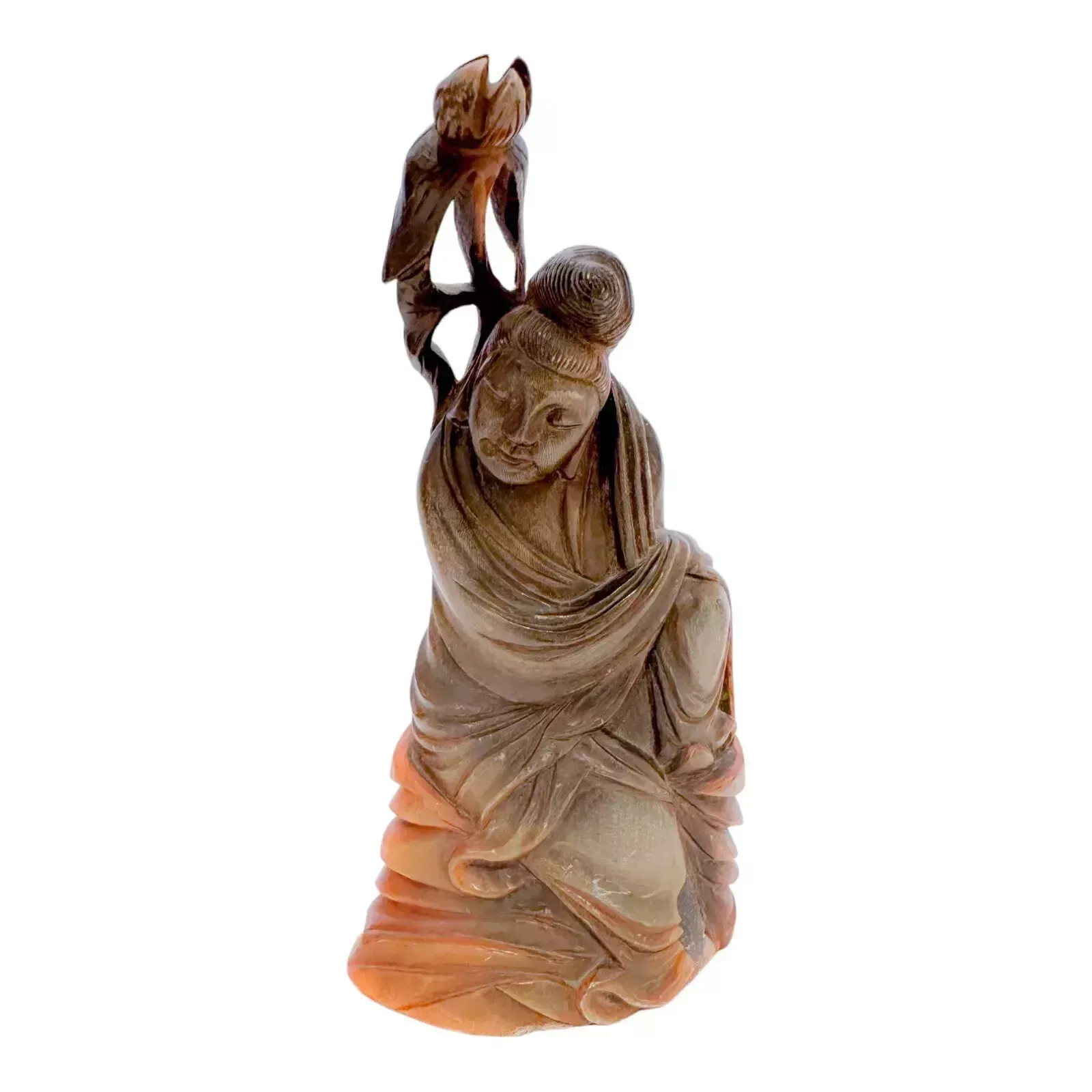 Antique Chinese Pair Of Immortals / Deities Carving Figurine Staff, C.19 photo vintage