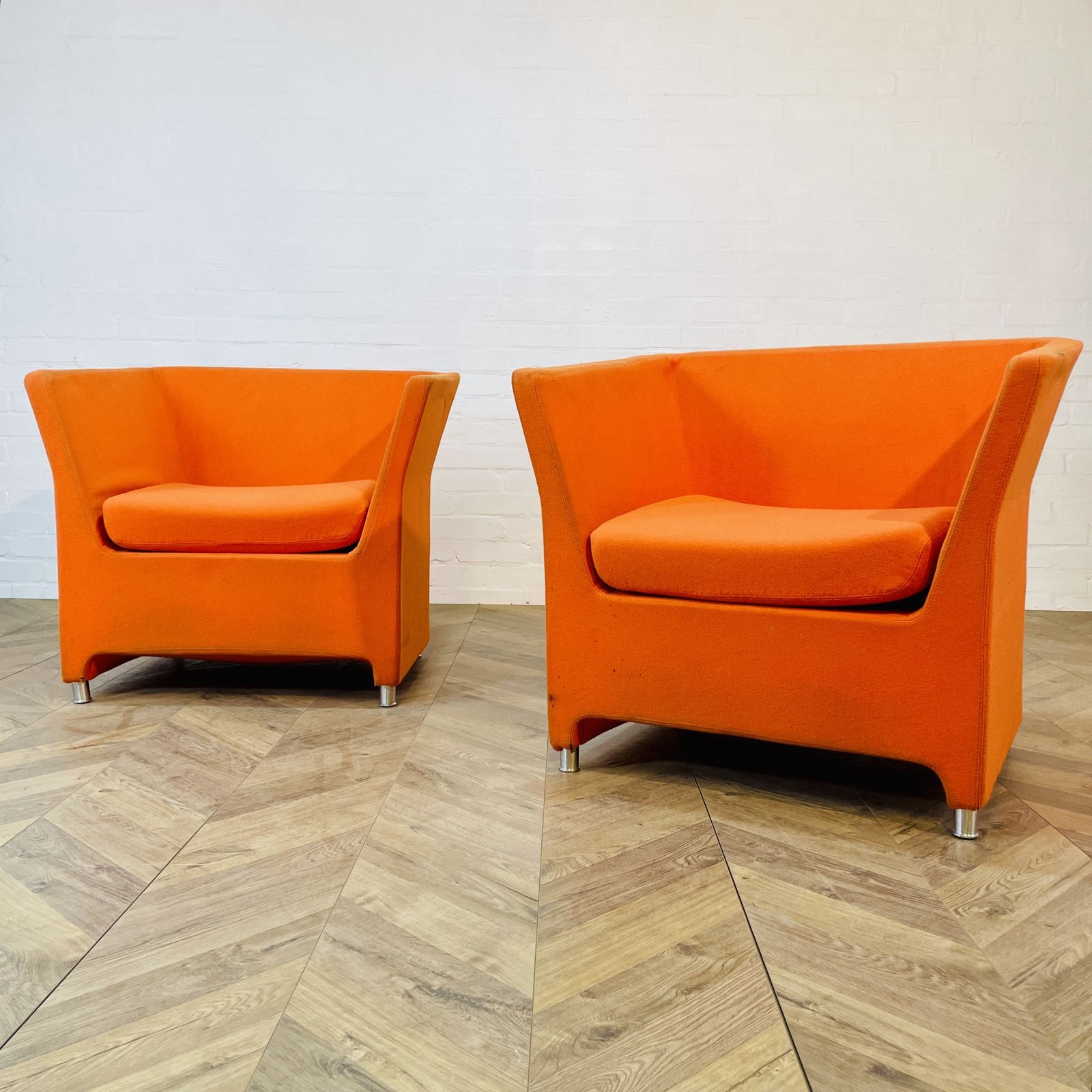 Vintage Italian Orange Lounge Chairs, Set Of 2