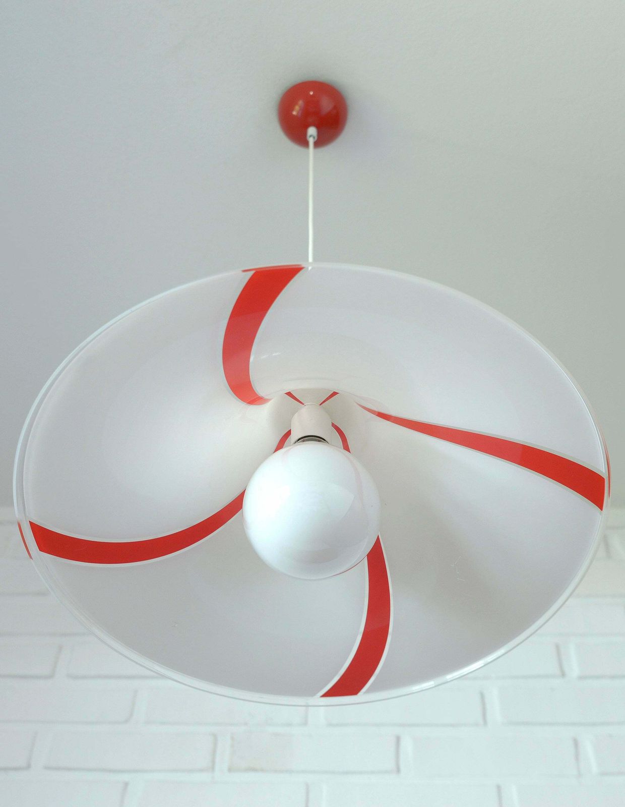 Vintage Hanging Lamp / Pop Art / Plastic Trumpet / Meblo / Albatros / Pendant Light / Mcm Light Fixture / 1970's Yugoslavia / Cool Lamp photo Lighting
