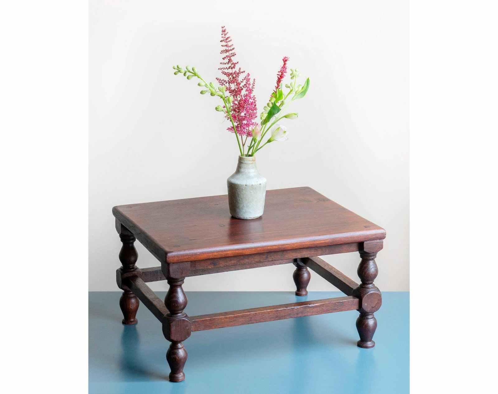 Antique Dark Brown Stool, Old Wooden Tabouret, Farmers Stool, Hand Carved Plant Stand, Rustic Side Table, Country Home Decor