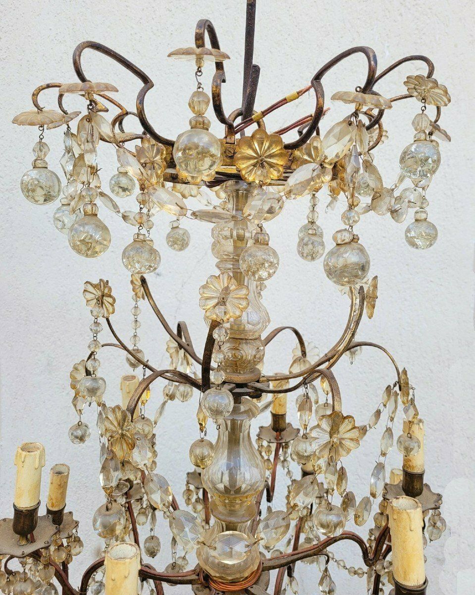 Large Cage Chandelier With Tassels, 18 Lights, Late 19th Early 20th Century photo furniture