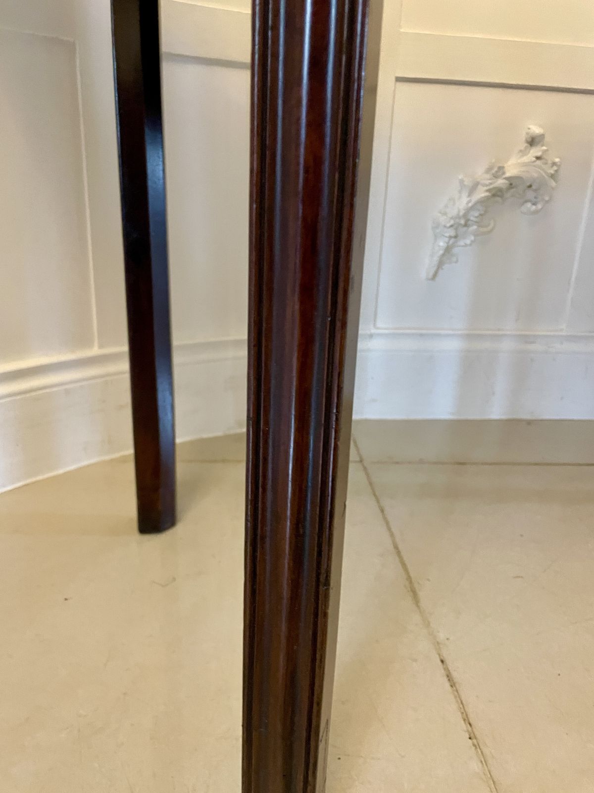 photo for sale Unusual Pair Of Antique Quality Mahogany Demi Lune Consoles Tables