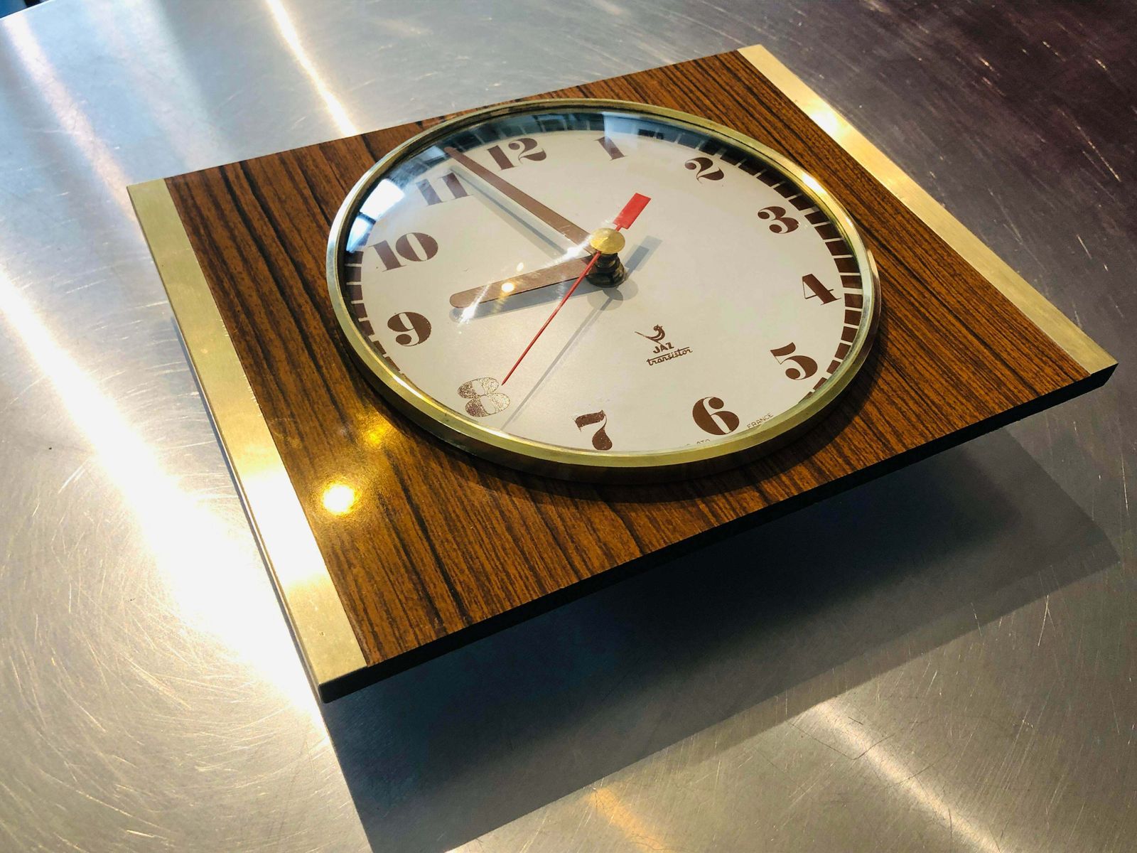 photo furniture Mid Century Brass And Formica Wall Clock From Jaz, 1970s