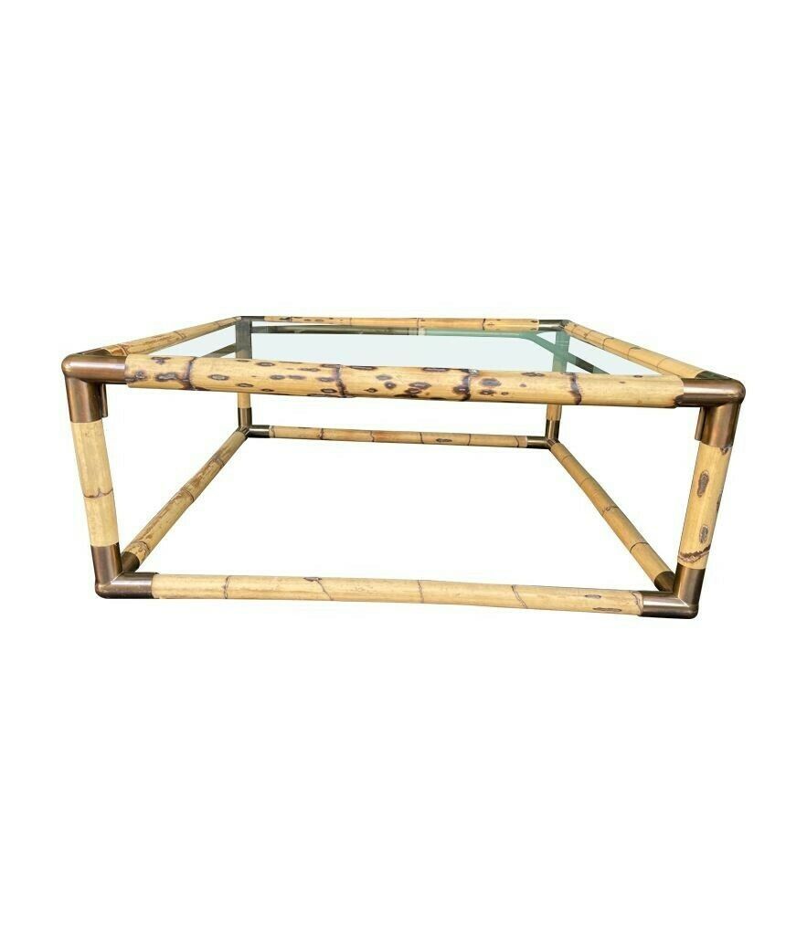 An Italian 1970s Bamboo And Brass Coffee By By Giovanni Banci For Banci Firenze, photo Furniture