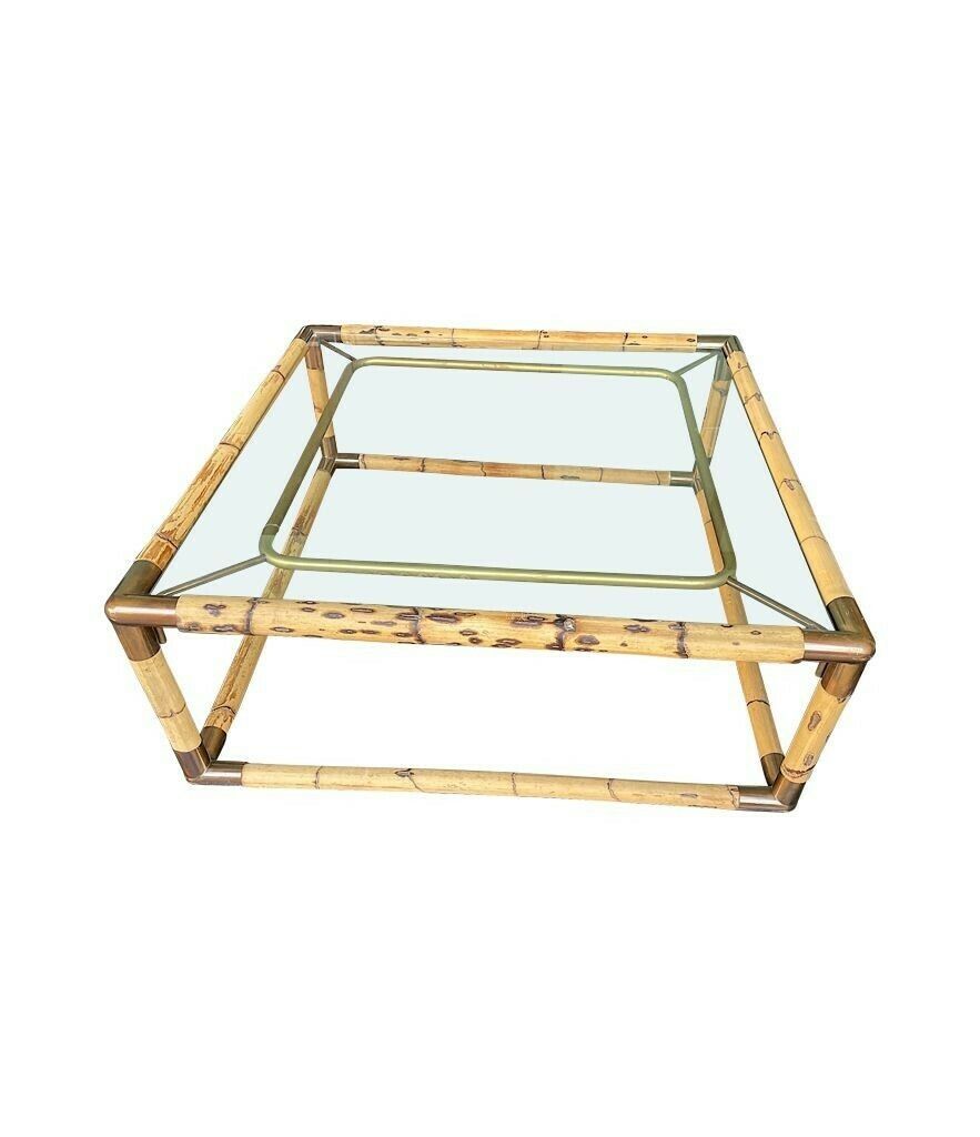An Italian 1970s Bamboo And Brass Coffee By By Giovanni Banci For Banci Firenze, photo vintage