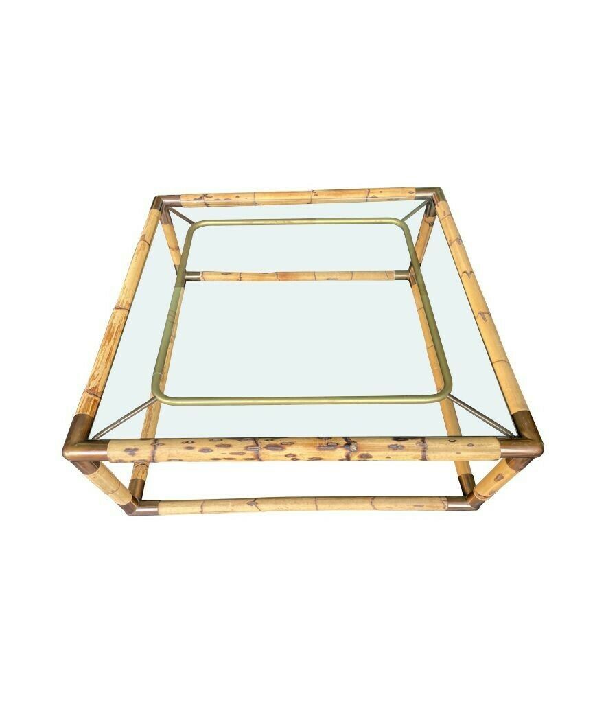photo vintage An Italian 1970s Bamboo And Brass Coffee By By Giovanni Banci For Banci Firenze,