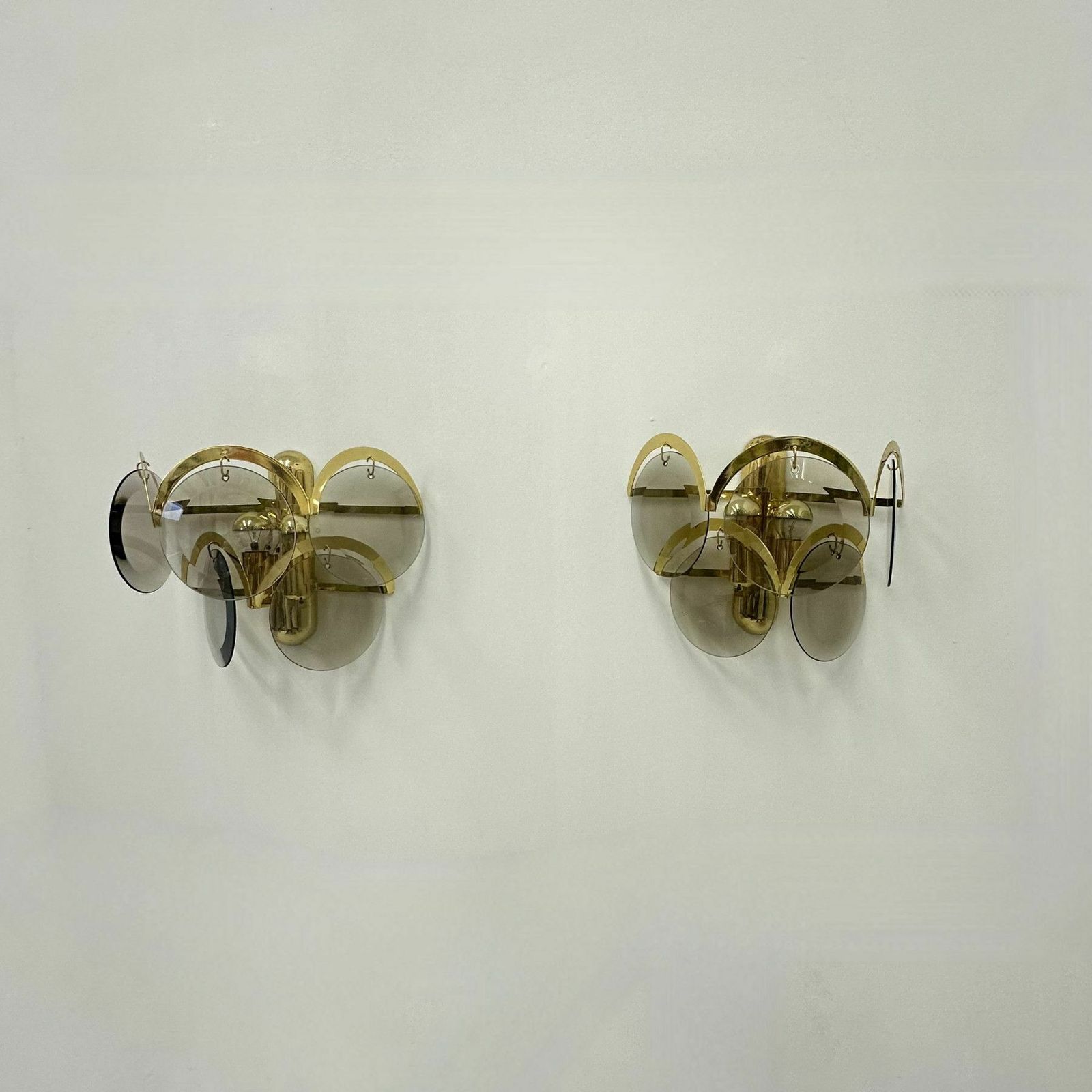 photo furniture Pair Of Sciolari Sconces Smoked Glass , 1970s Wall Lamps