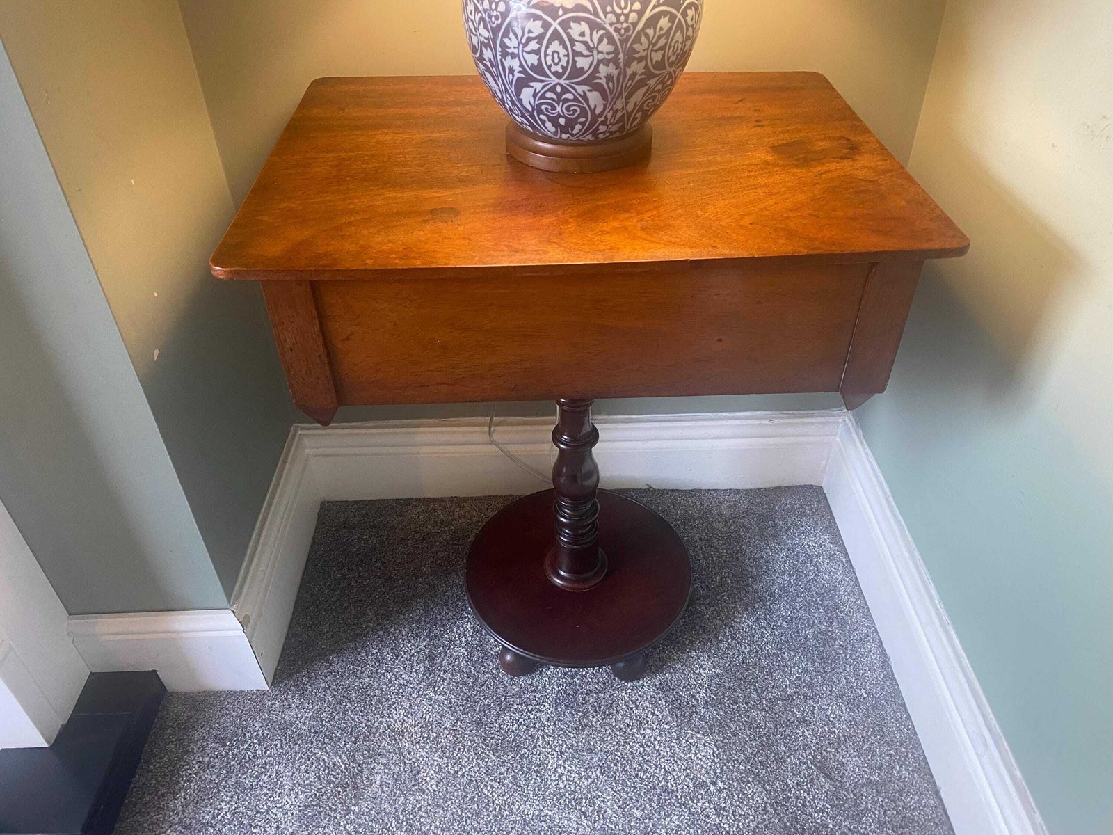 Antique Pedestal Table Occasional Table With Drawer Side Table photo vintage