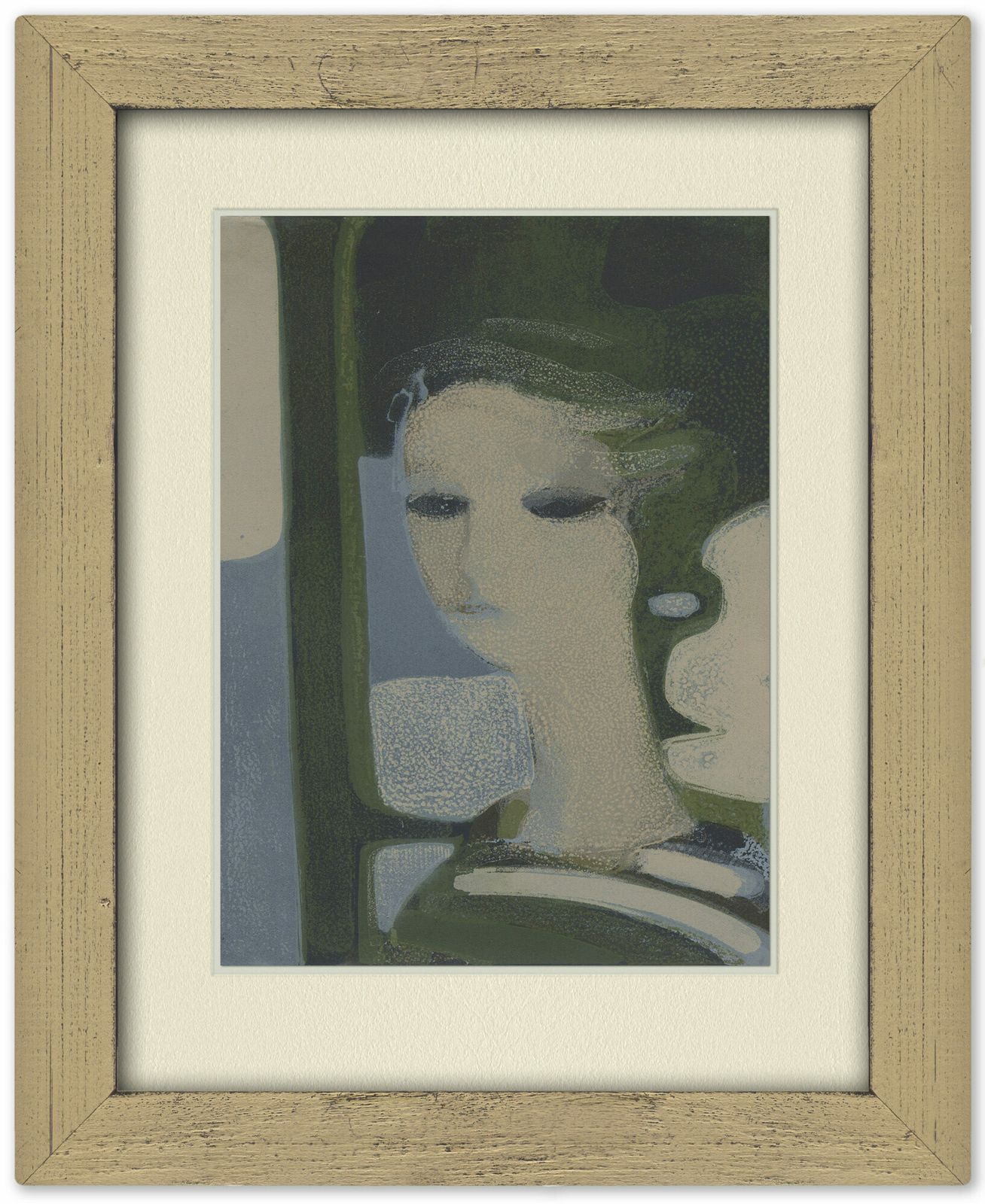 Beautiful Muted 1960s French Lithograph Portriat