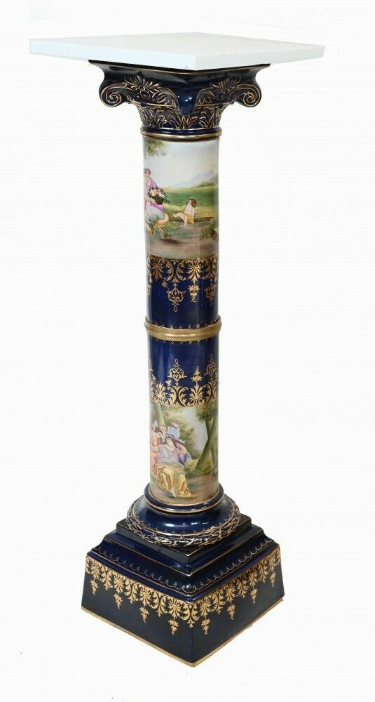 Pair French Porcelain Pedestal Stands Paris Sevres Tables photo 2750.0